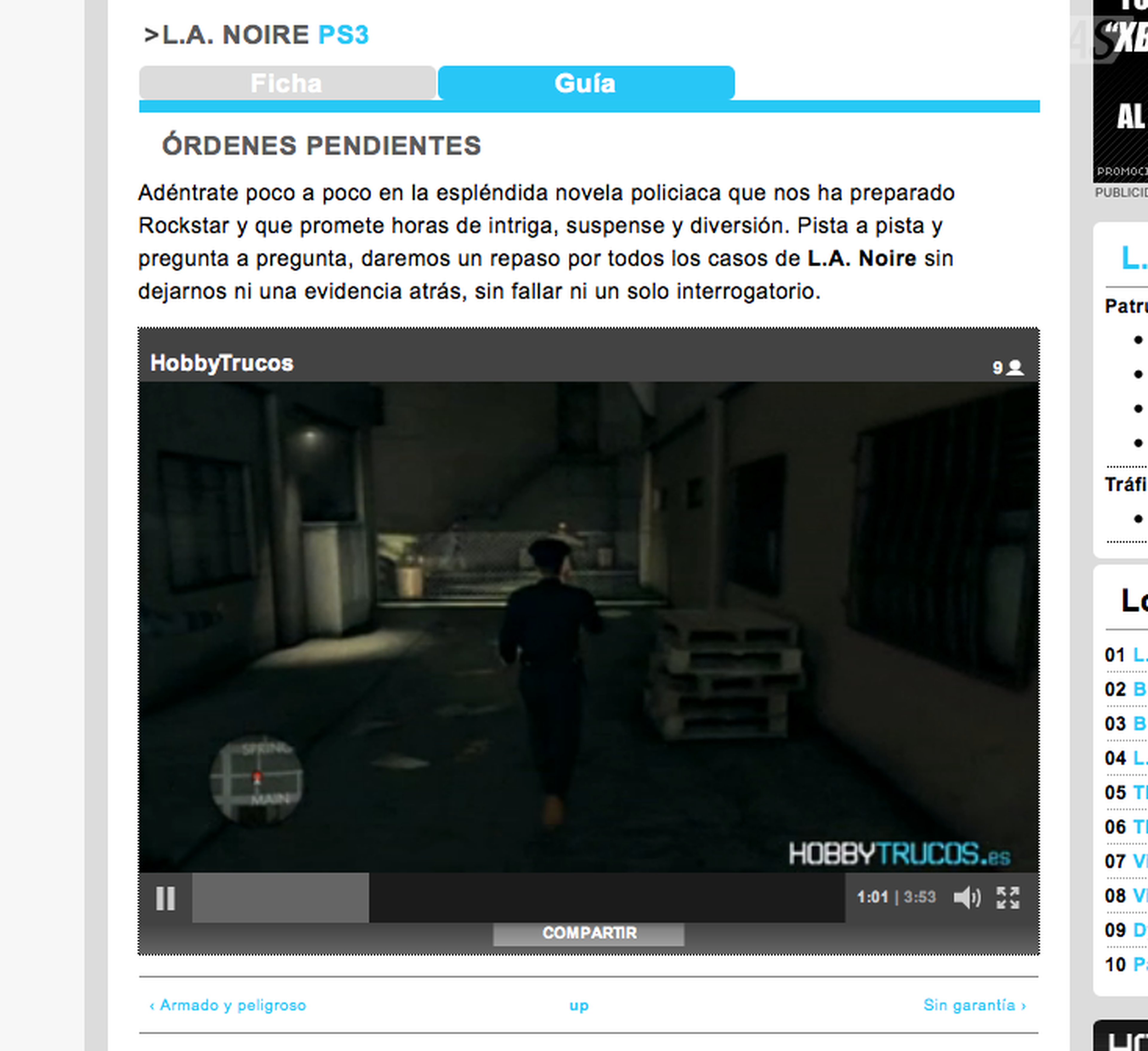 L.A. Noire: Guía en vídeo en HobbyTrucos