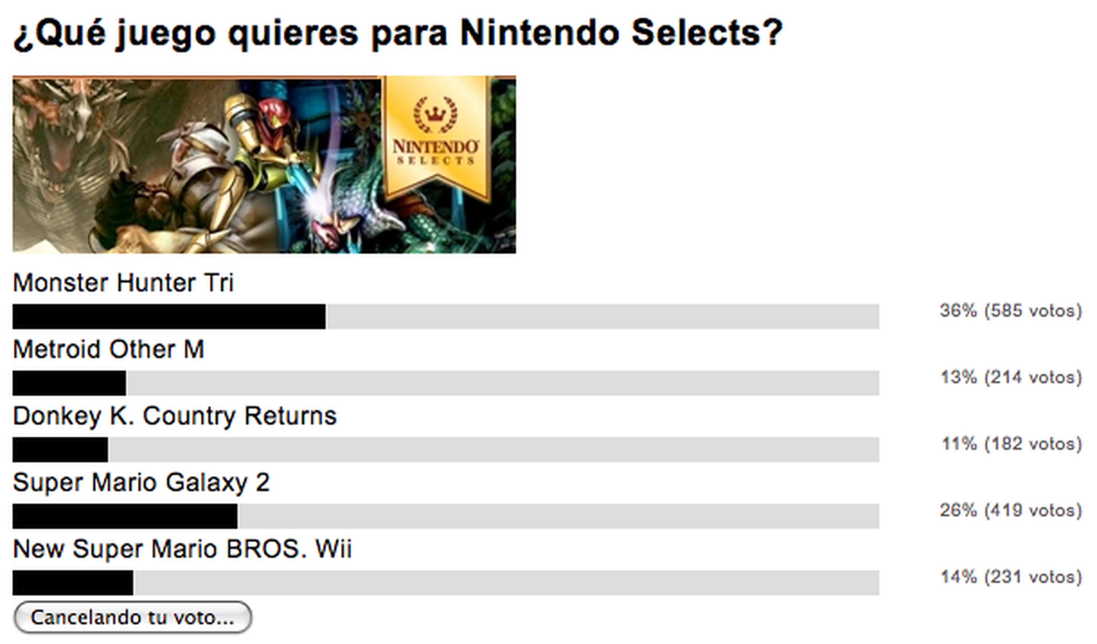 Encuesta: juegos para Nintendo Selects