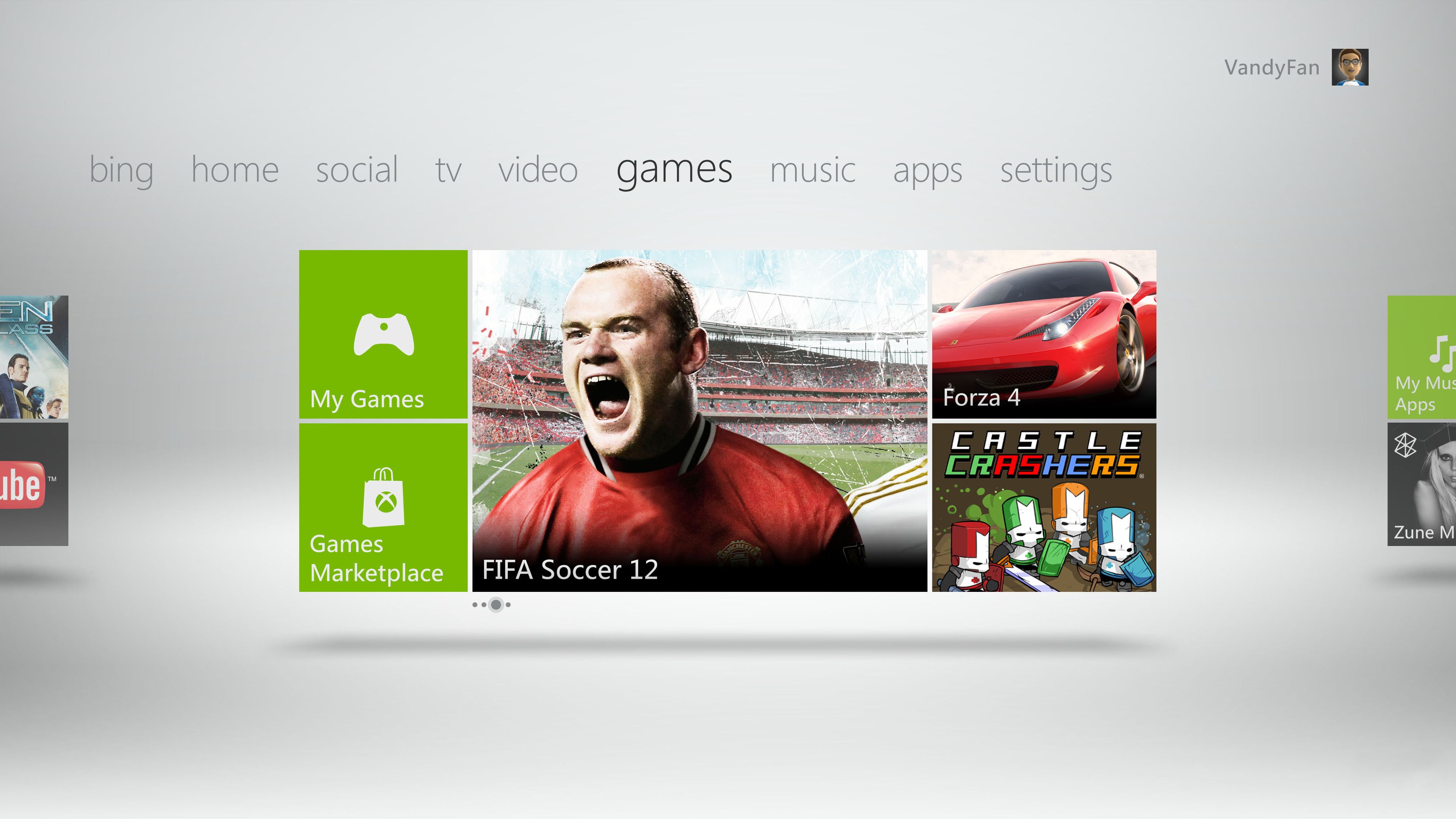 Interfaz de Otoño 2011 en Xbox LIVE