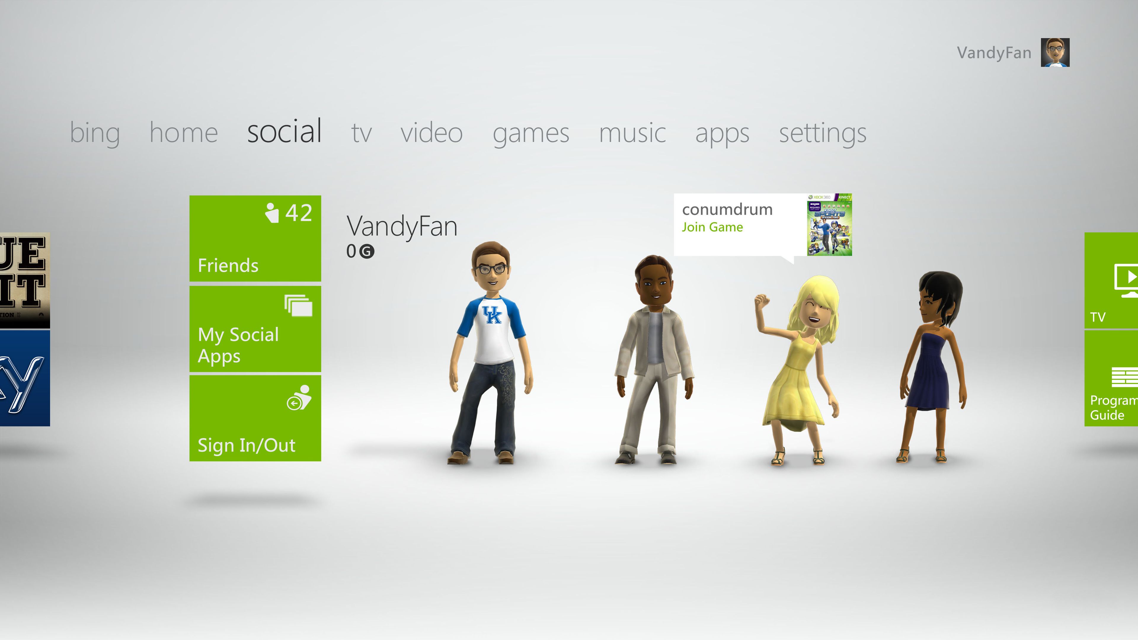 Interfaz de Otoño 2011 en Xbox LIVE
