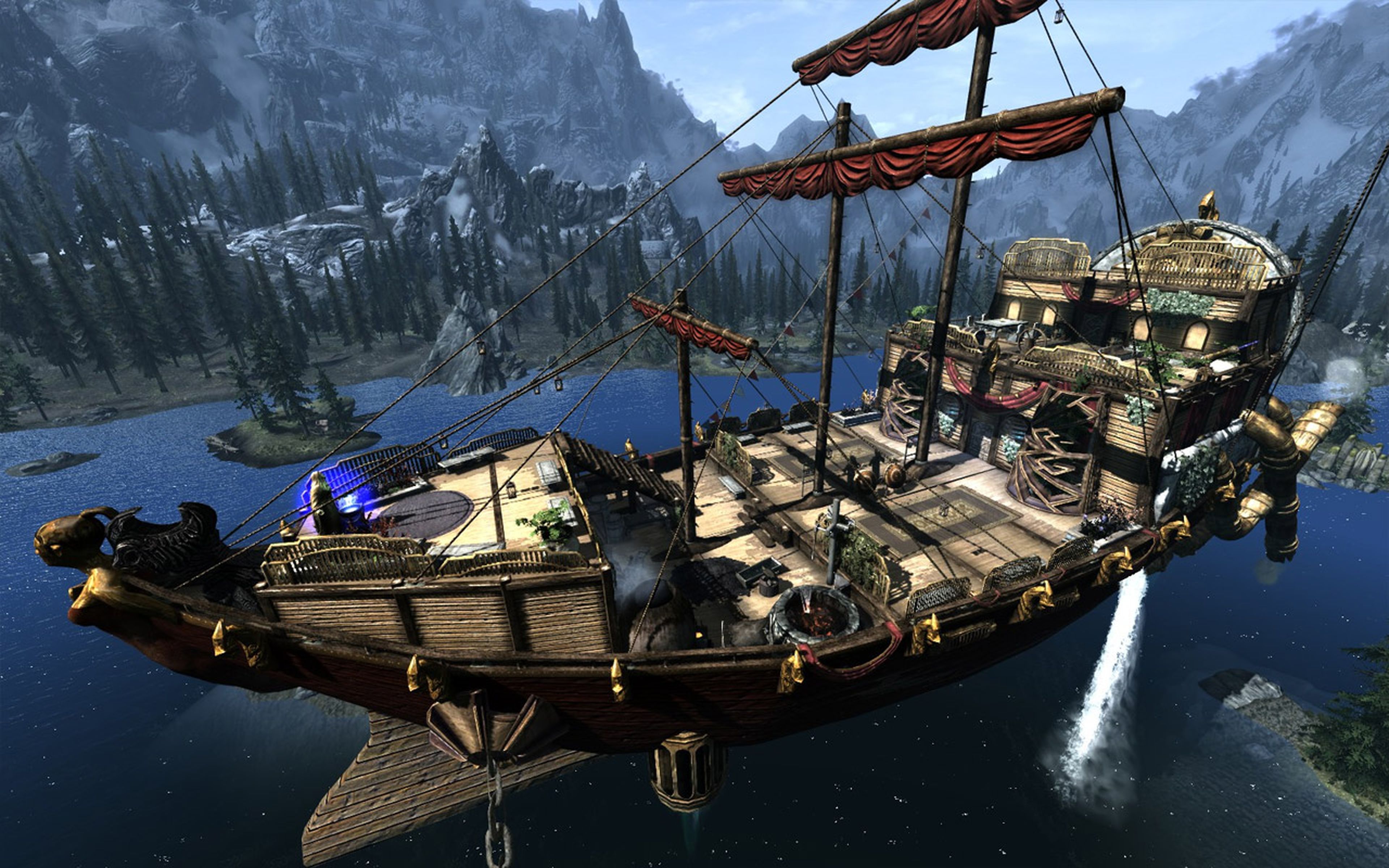 Игра в которой можно корабли. The Elder Scrolls Двемерский корабль. Скайрим Двемерский летающий корабль. Двемерский дирижабль. Дирижабль двемеров.