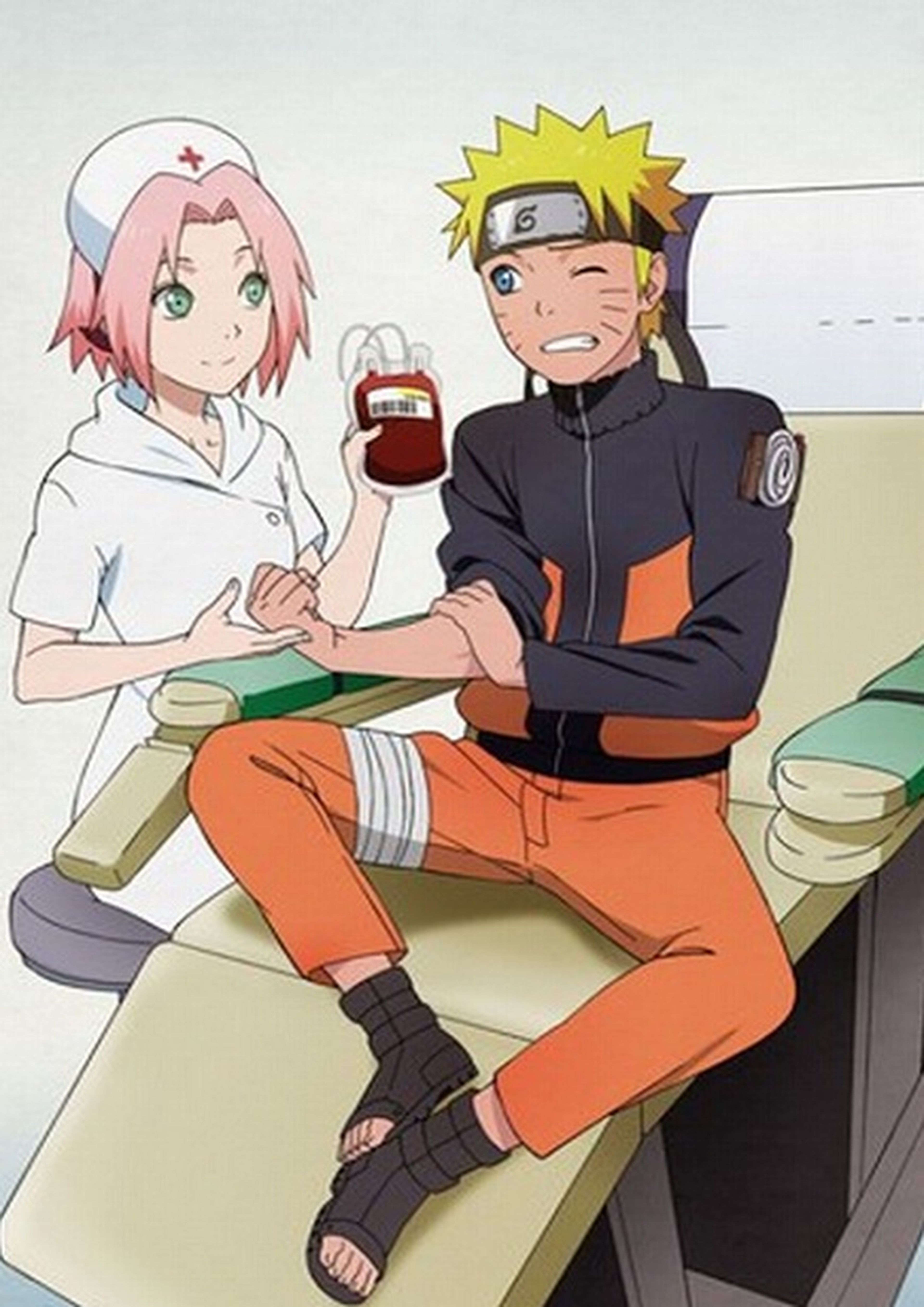 Naruto en una campaña de la Cruz Roja