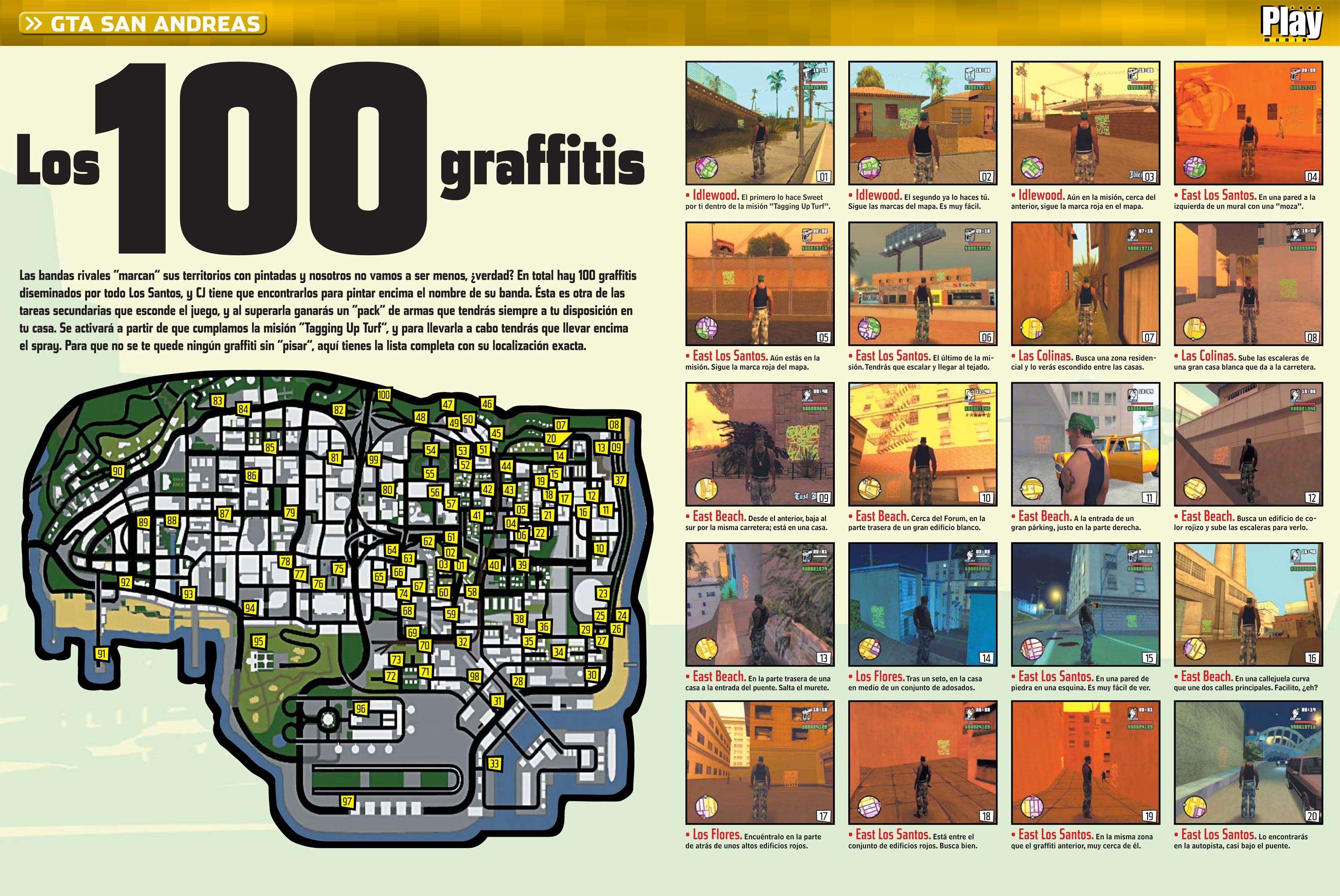 Карта со всеми граффити в гта сан андреас