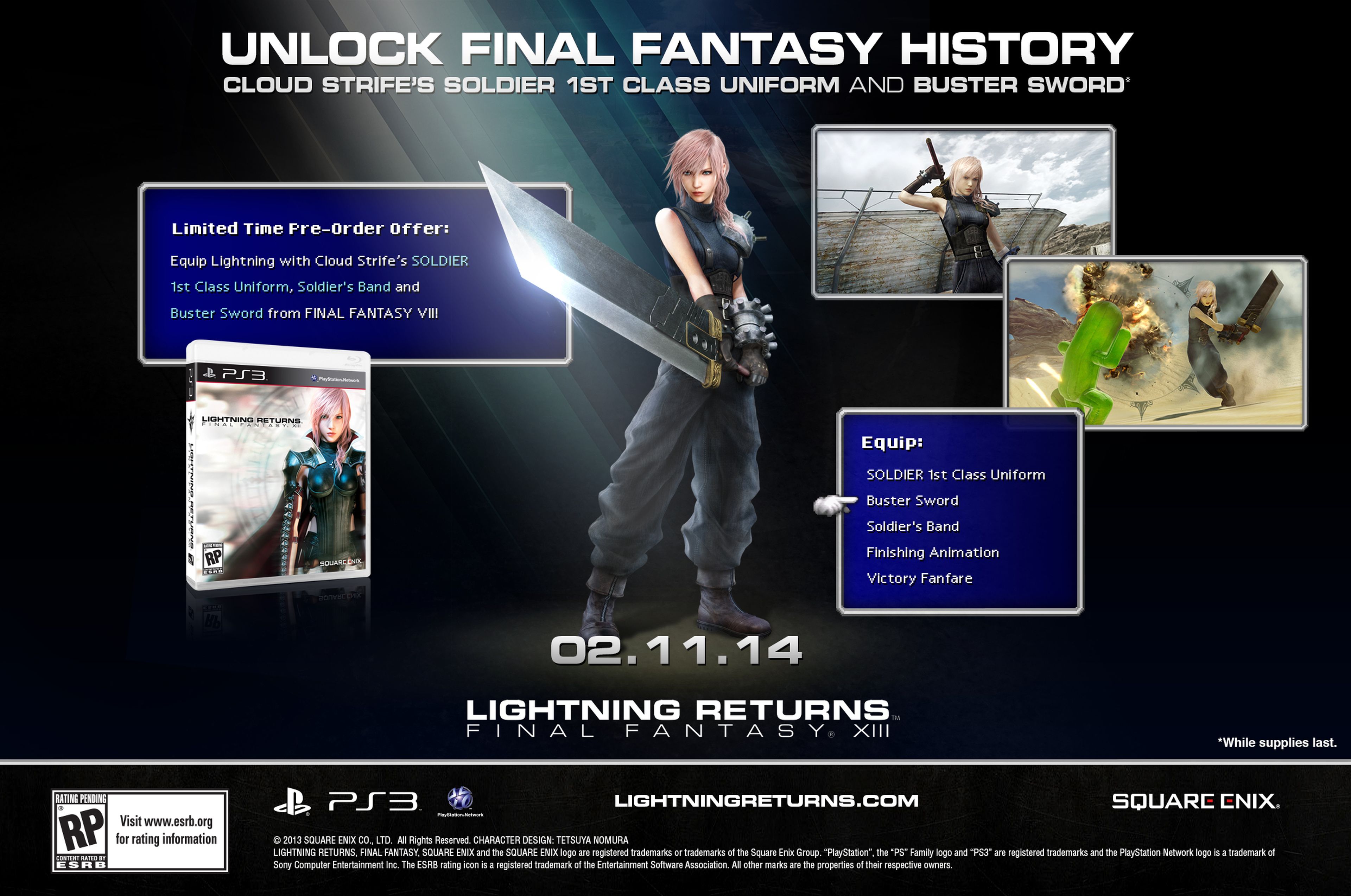 Reserva Lightning Returns FFXIII con el traje de Cloud