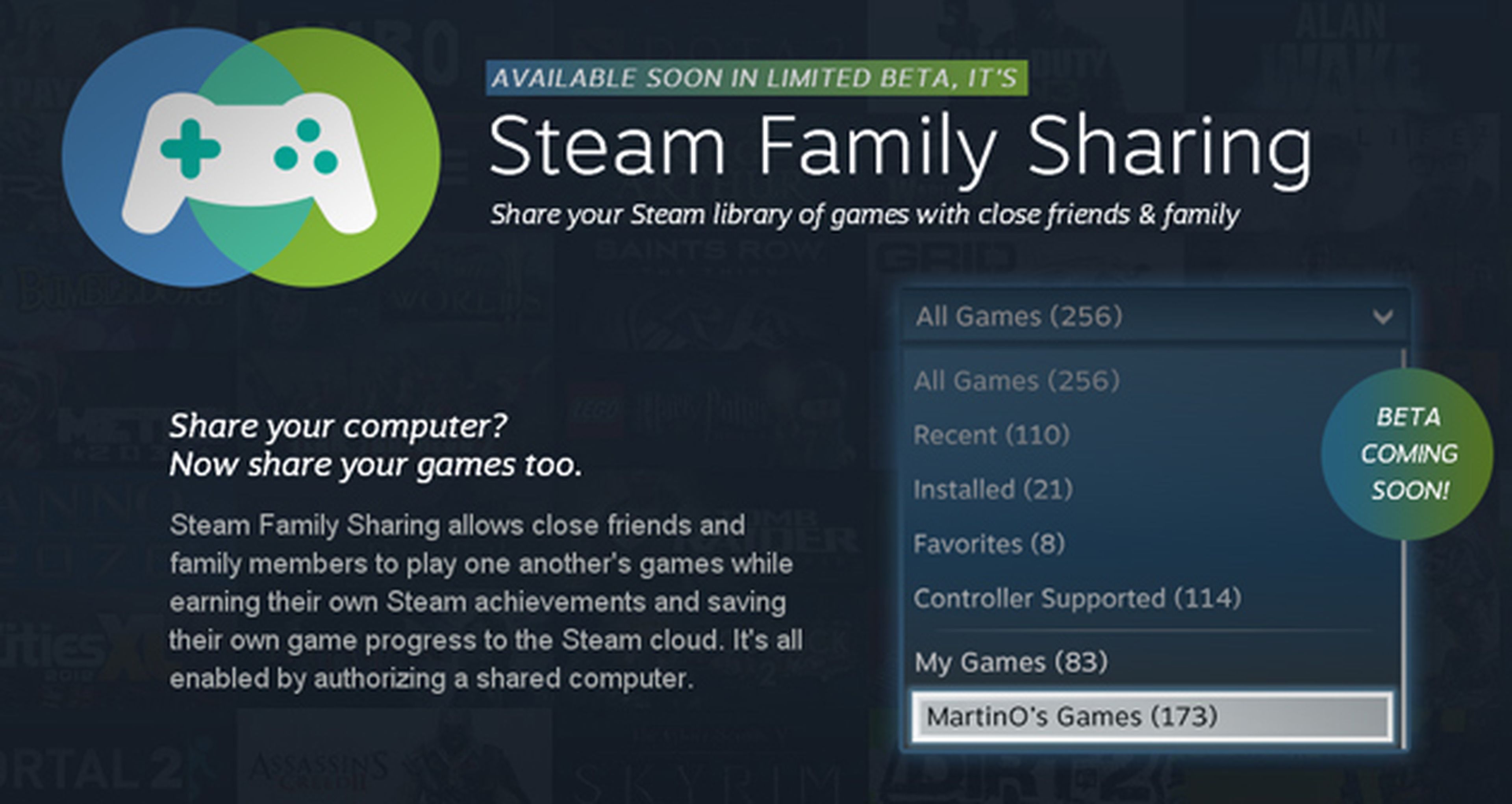 Steam Family Sharing comienza su beta