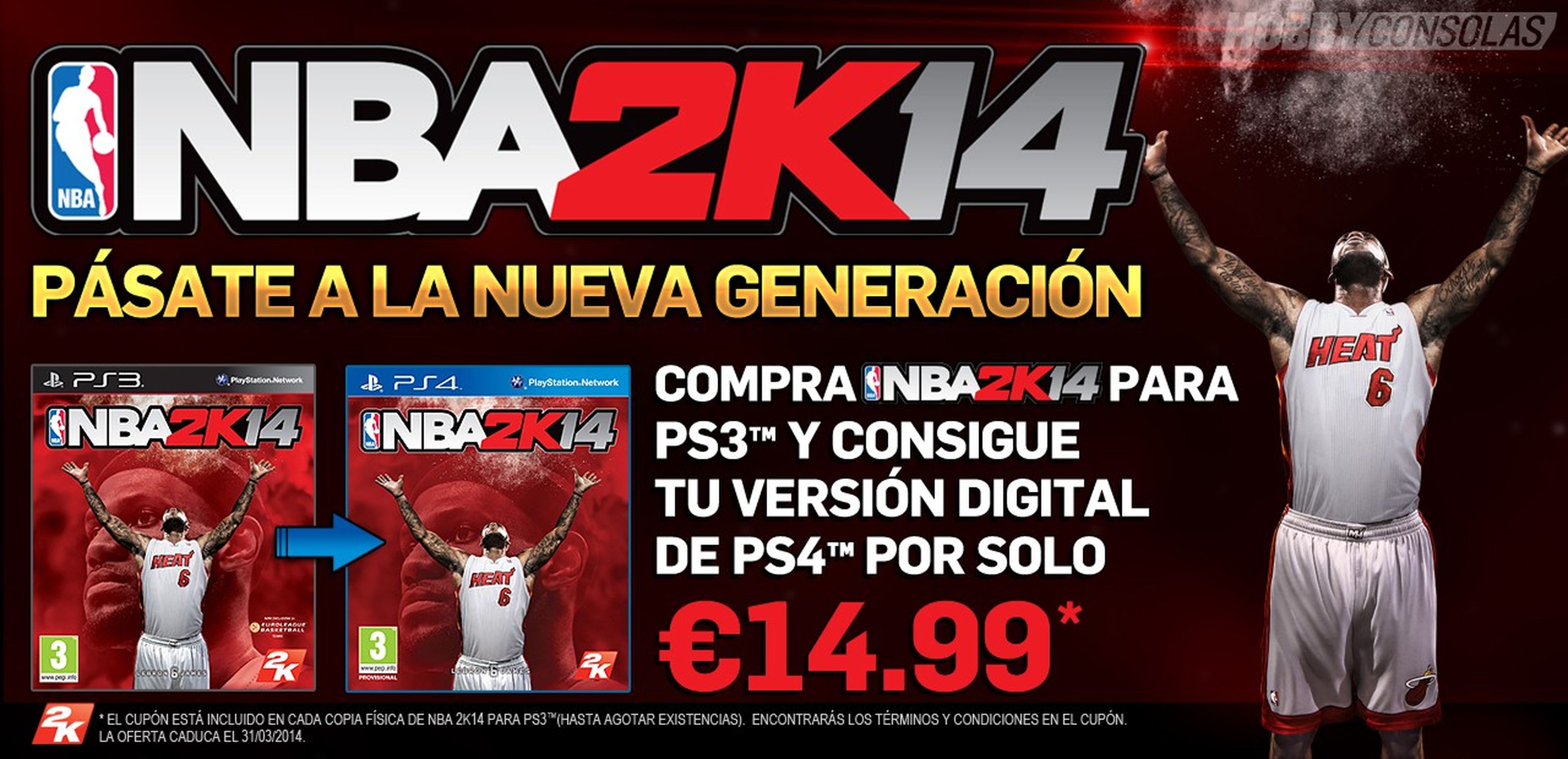 NBA 2K14 de PS4 por 14'99 € para los que lo tengan en PS3