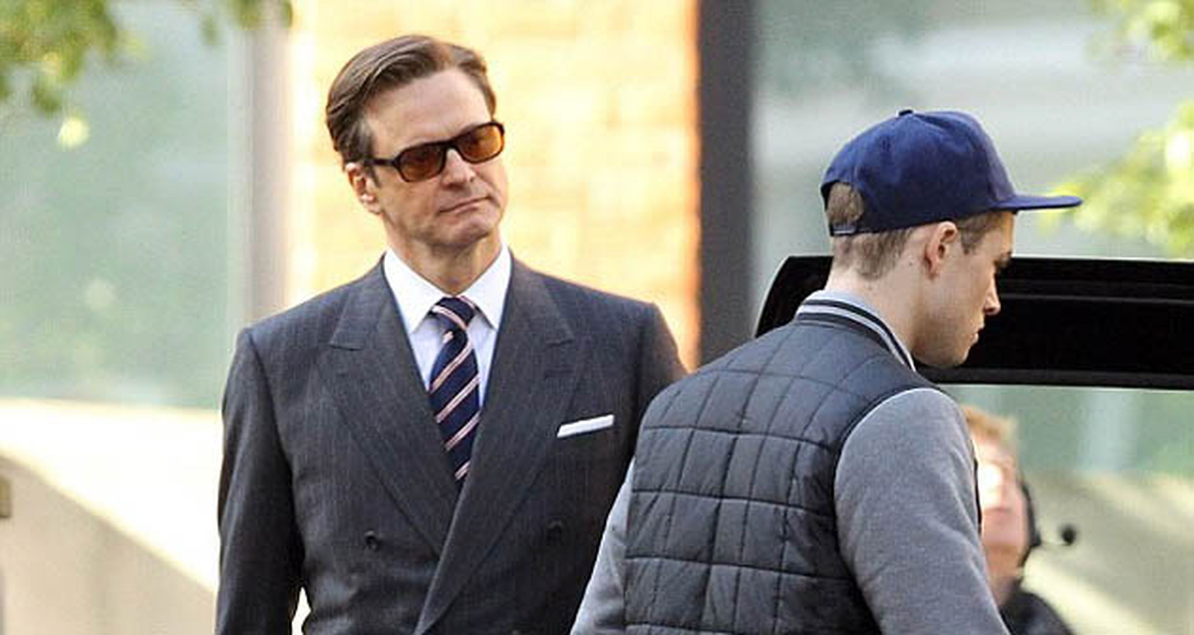 Colin Firth en el rodaje de The Secret Service