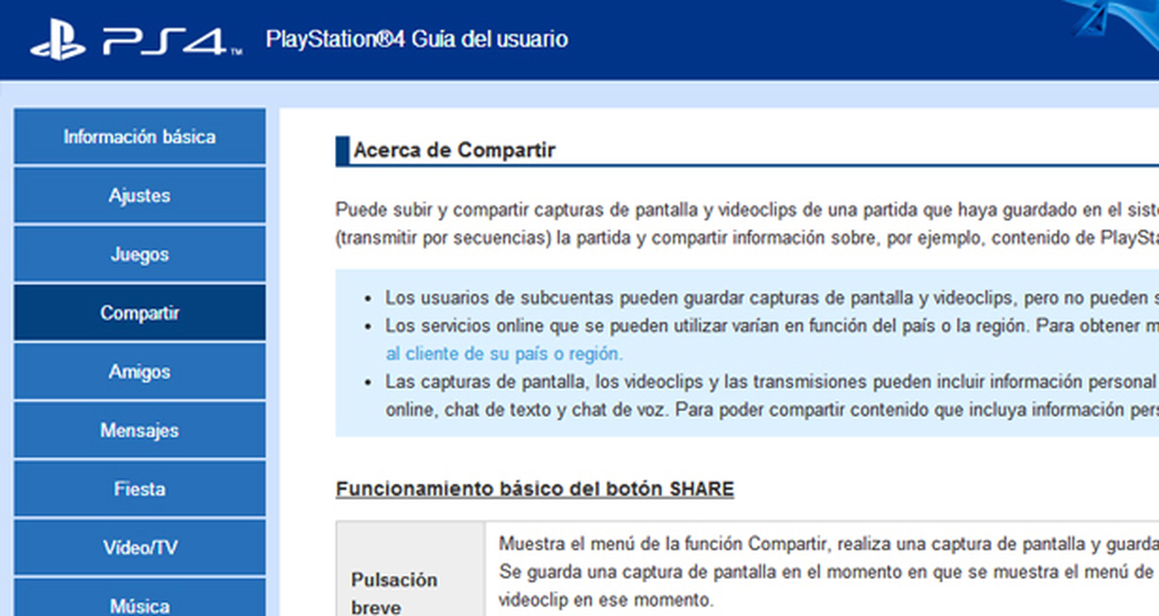 Guía de usuario de PS4 en castellano ya disponible
