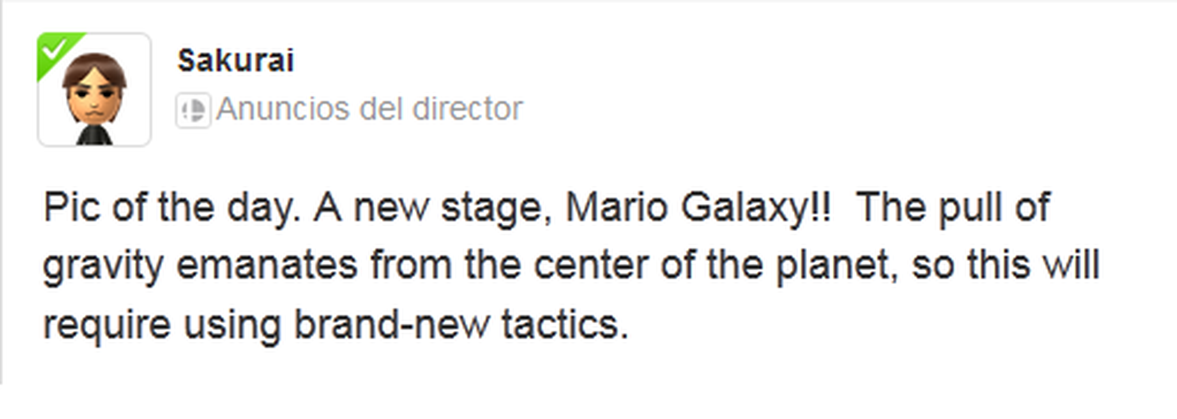 Habrá escenario de Mario Galaxy en Super Smash Bros.