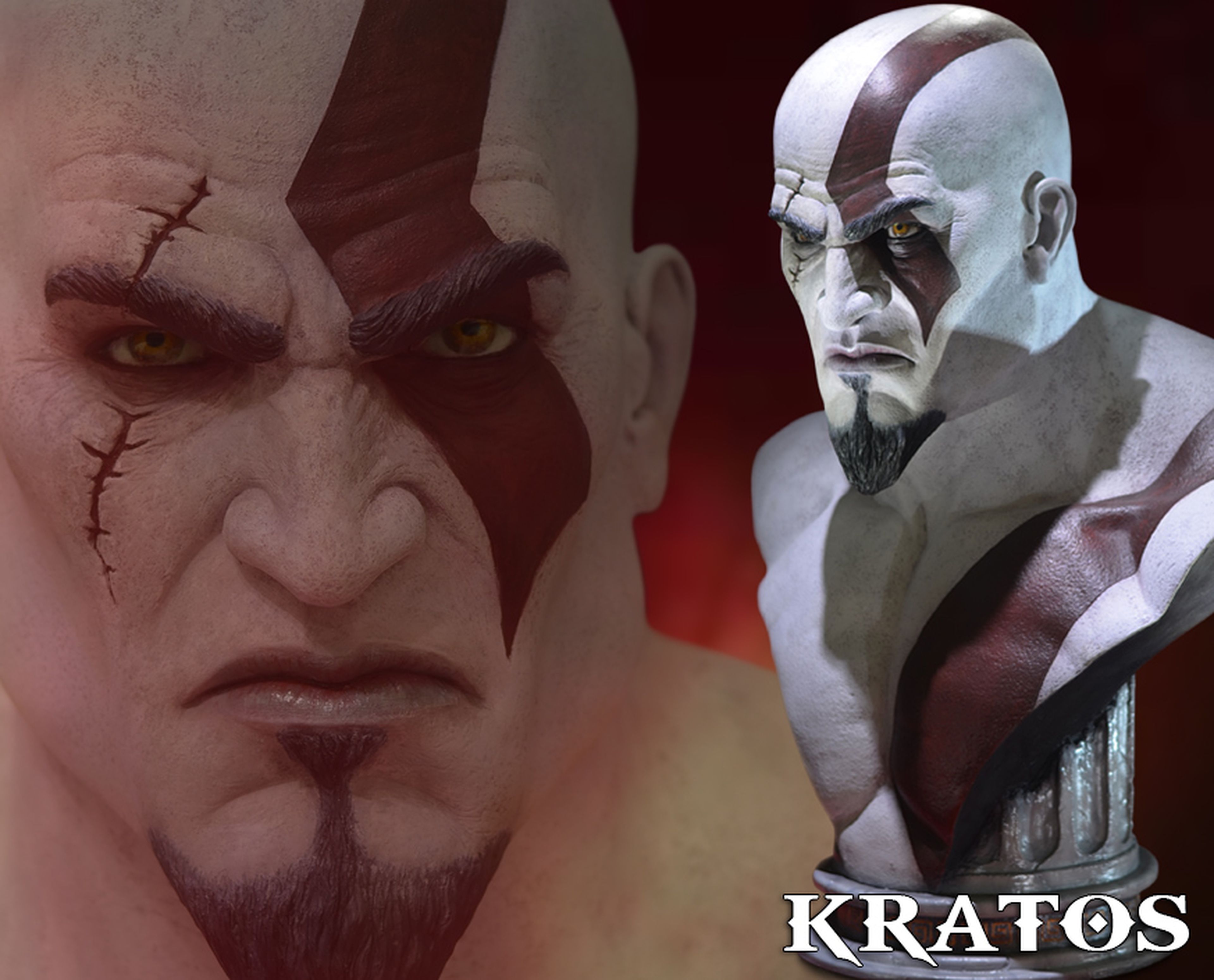 Busto de Kratos en GoW: Ascension, de Gaming Heads