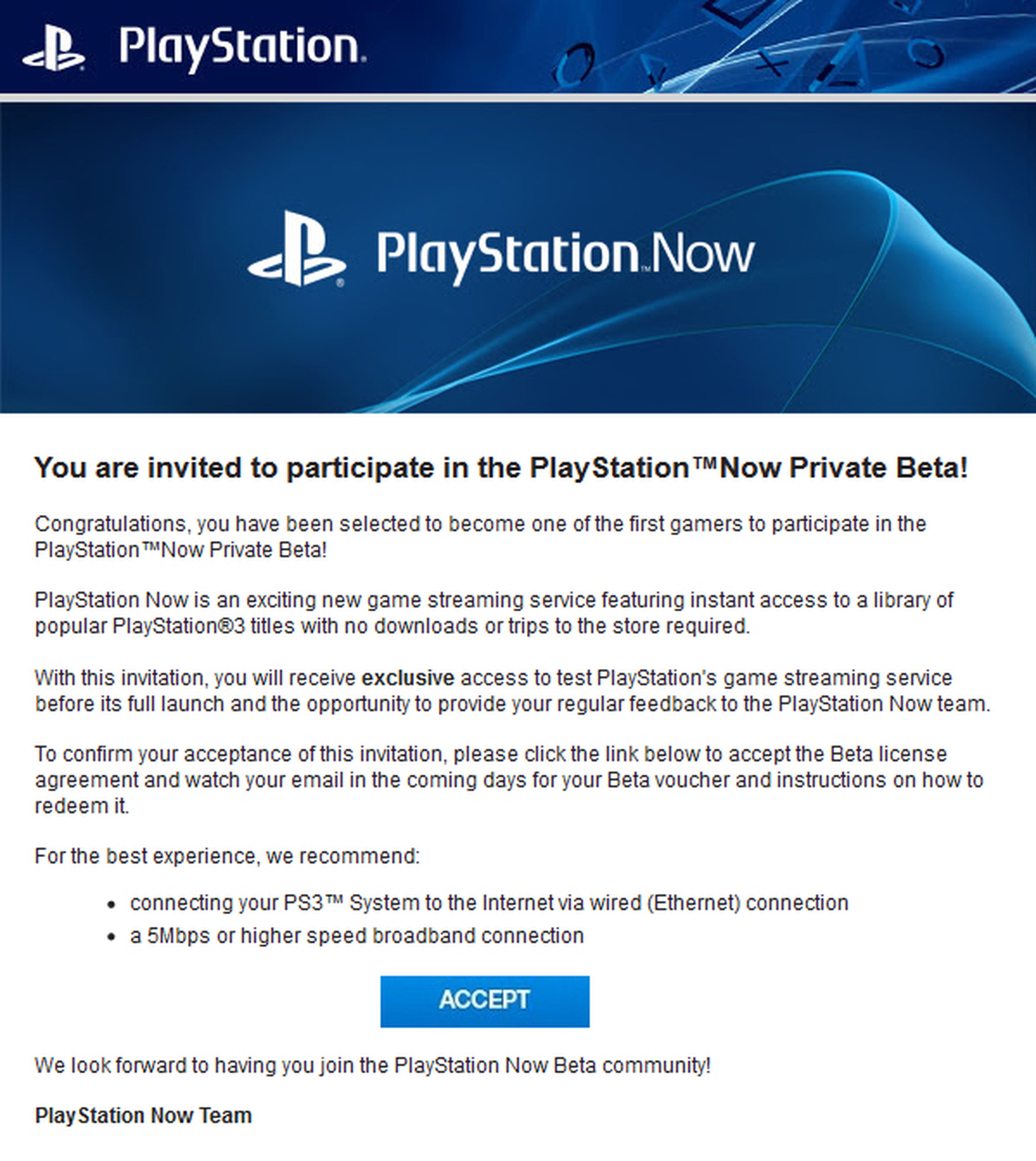 Sony envía invitaciones para la beta de PlayStation Now