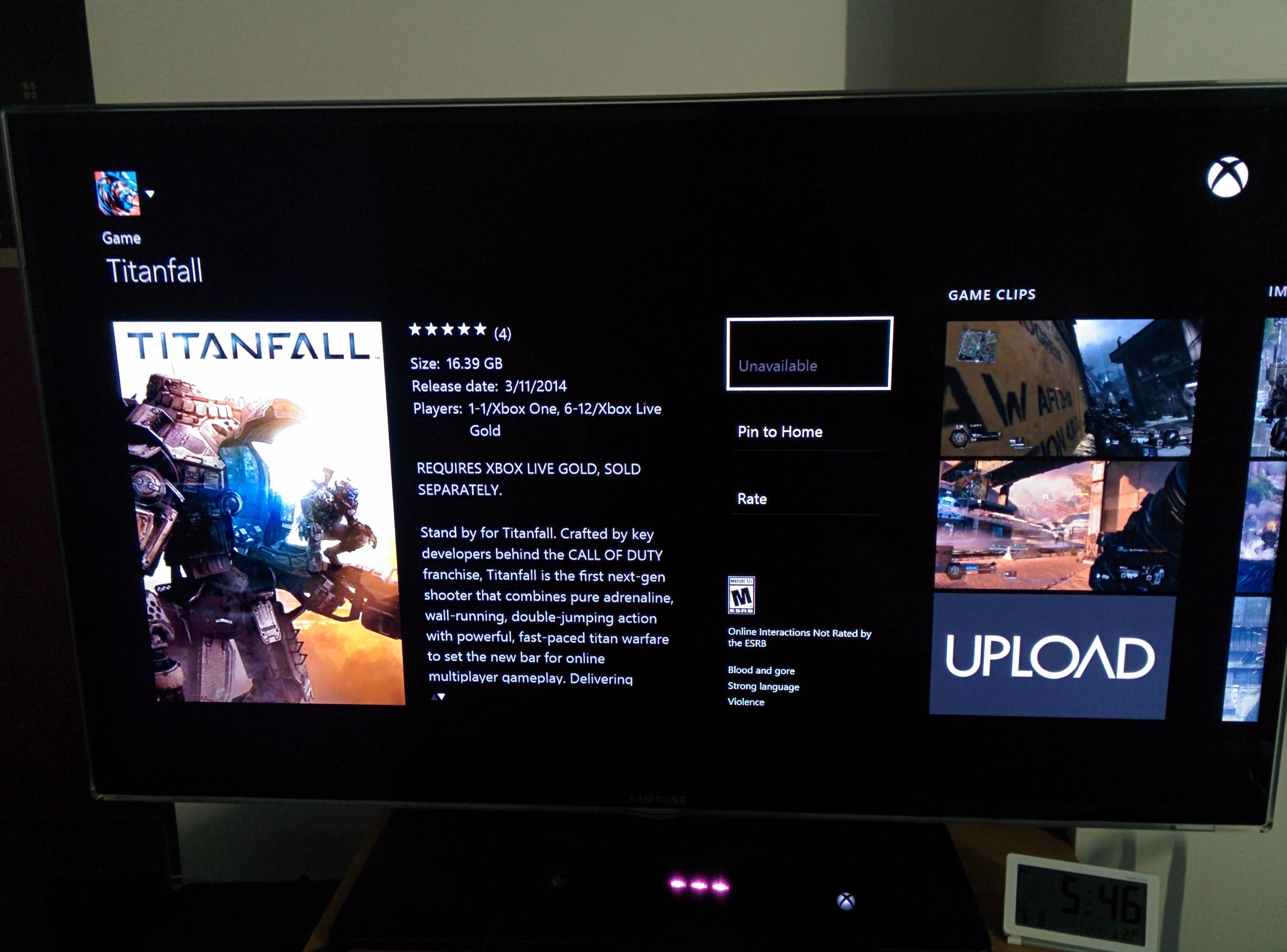 El tamaño de descarga de Titanfall en Xbox One