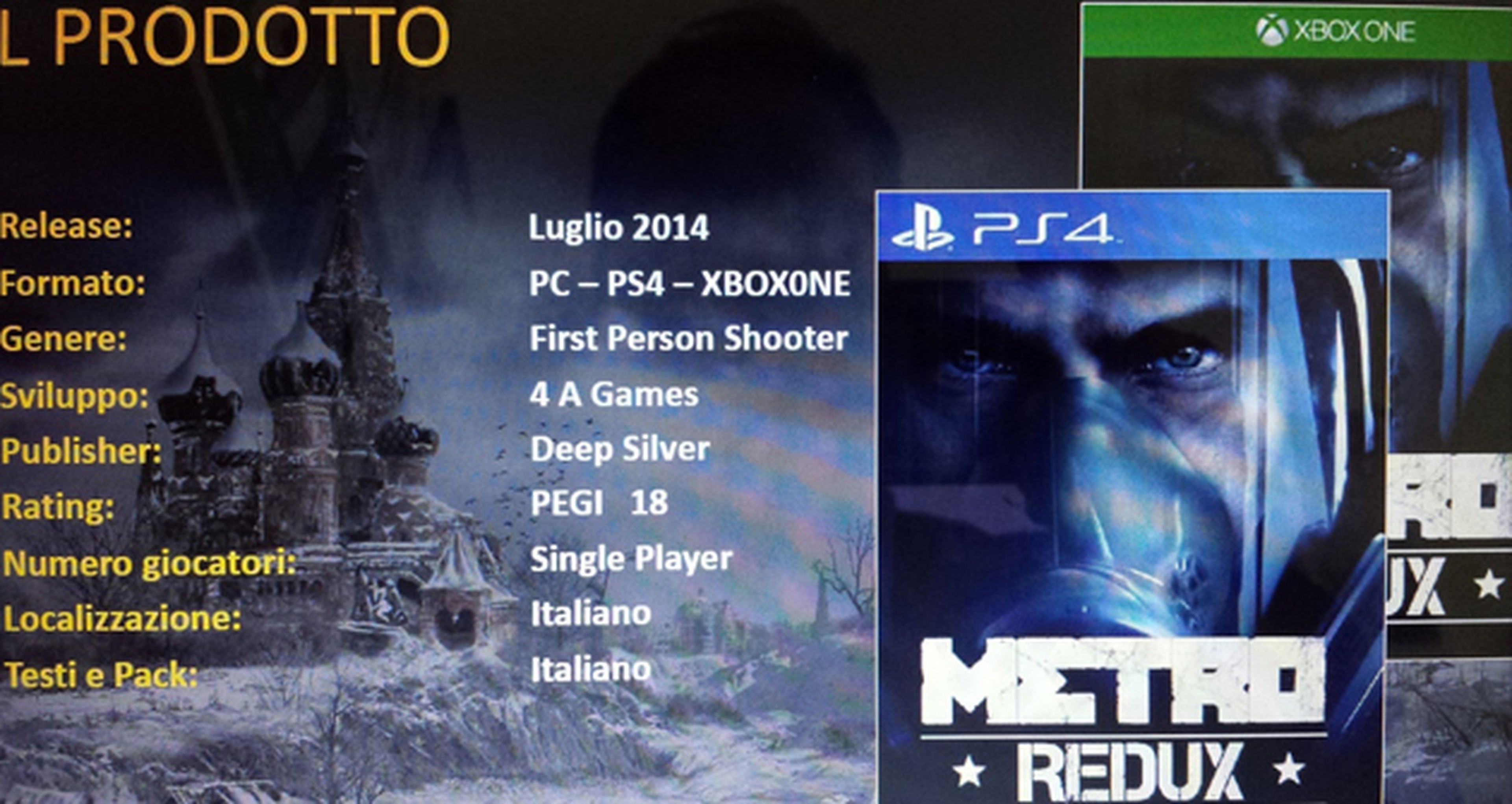 Filtrado Metro Redux para PS4, Xbox One y PC