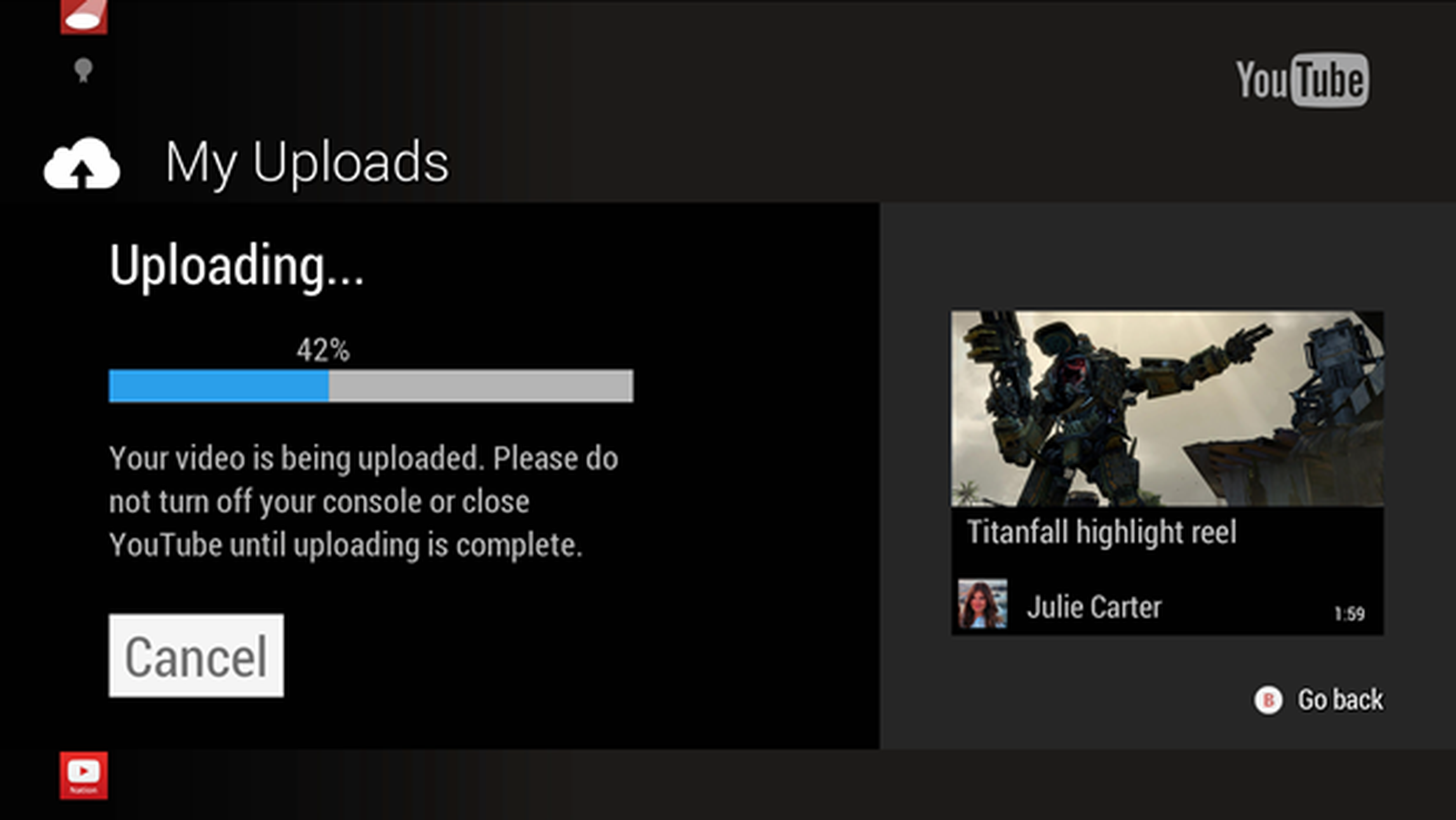 YouTube se actualizará mañana en Xbox One