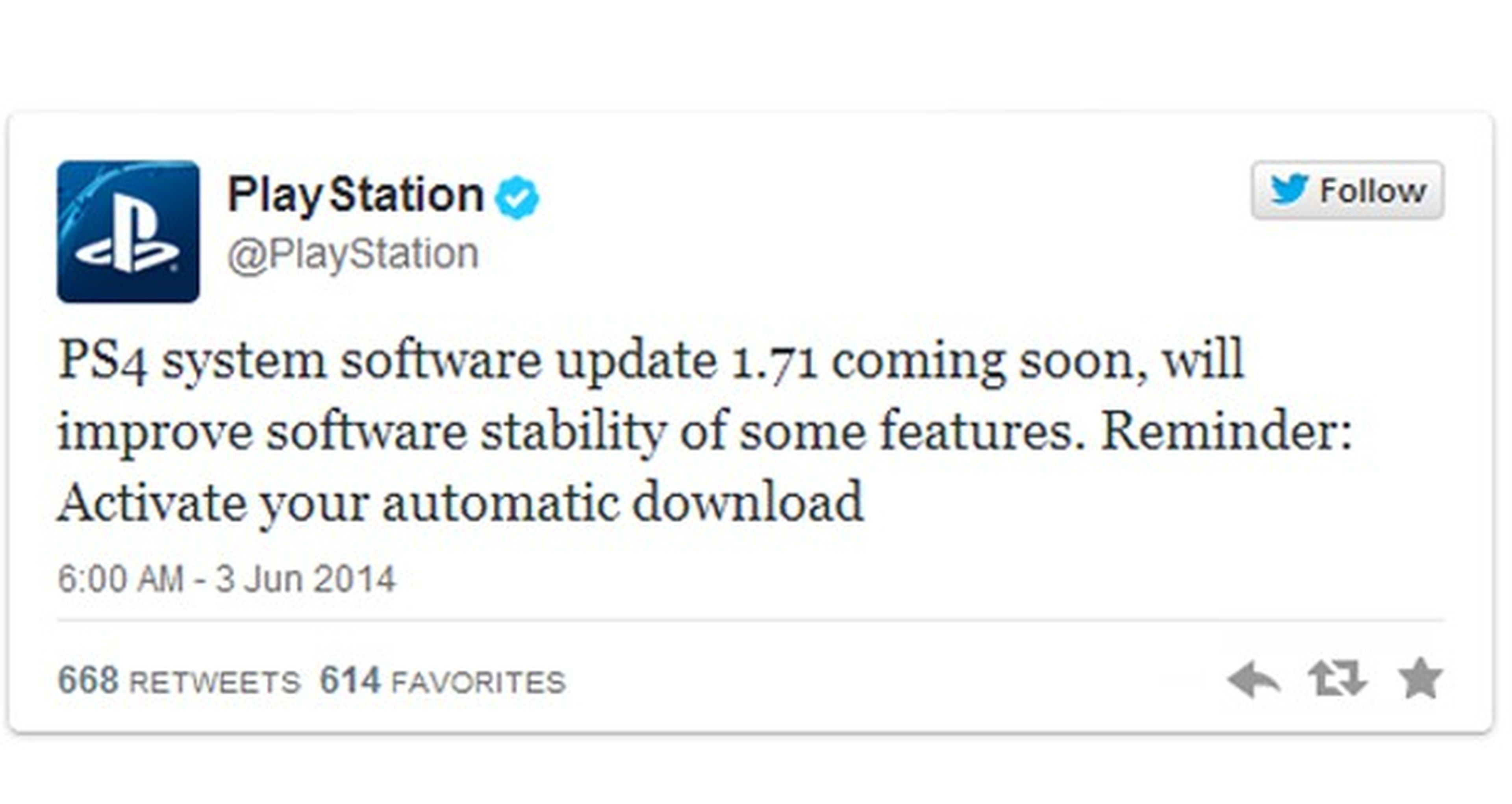 Disponible la nueva actualización 1.71 del Firmware de PS4