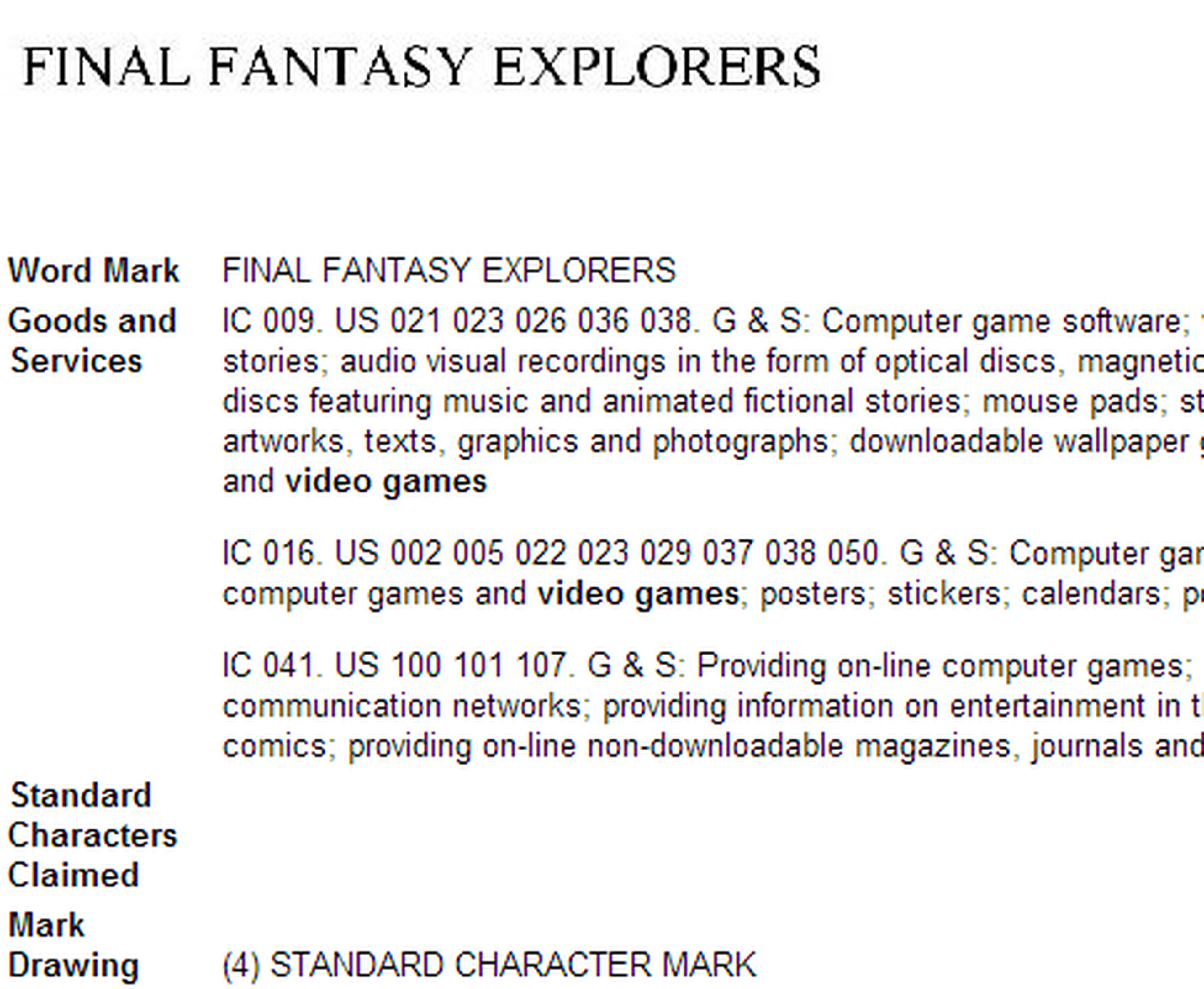 Final Fantasy Explorers, registrado en Occidente
