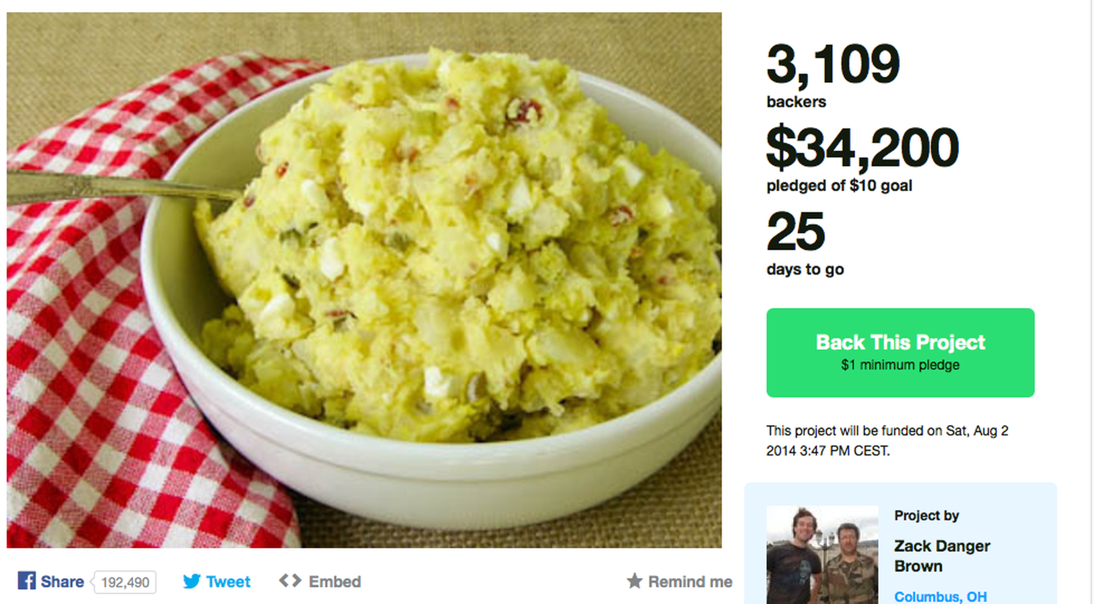 El Kickstarter de una ensalada de patata, absurdo y exitoso por igual
