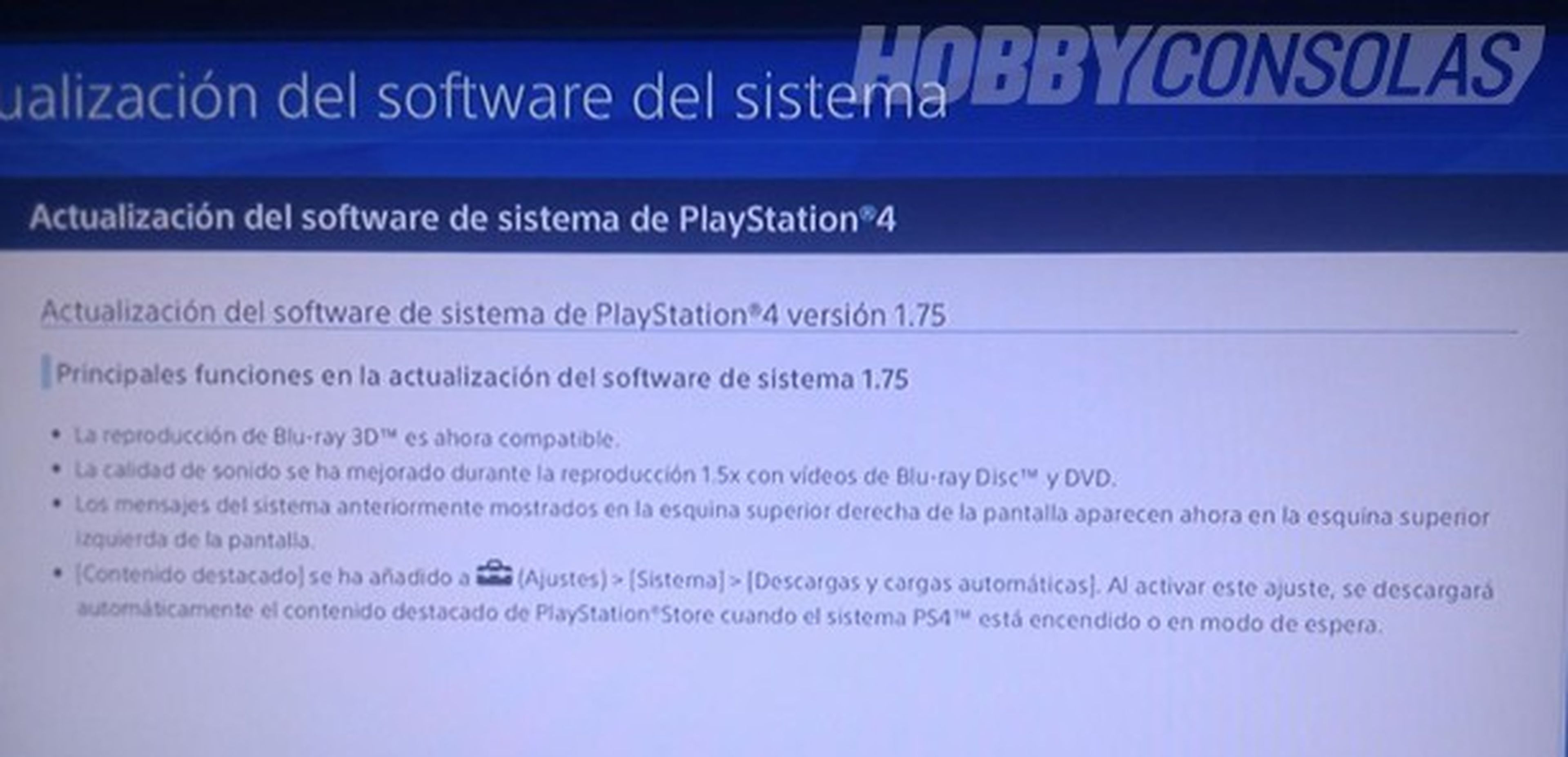Firmware 1.75 de PS4 ya disponible