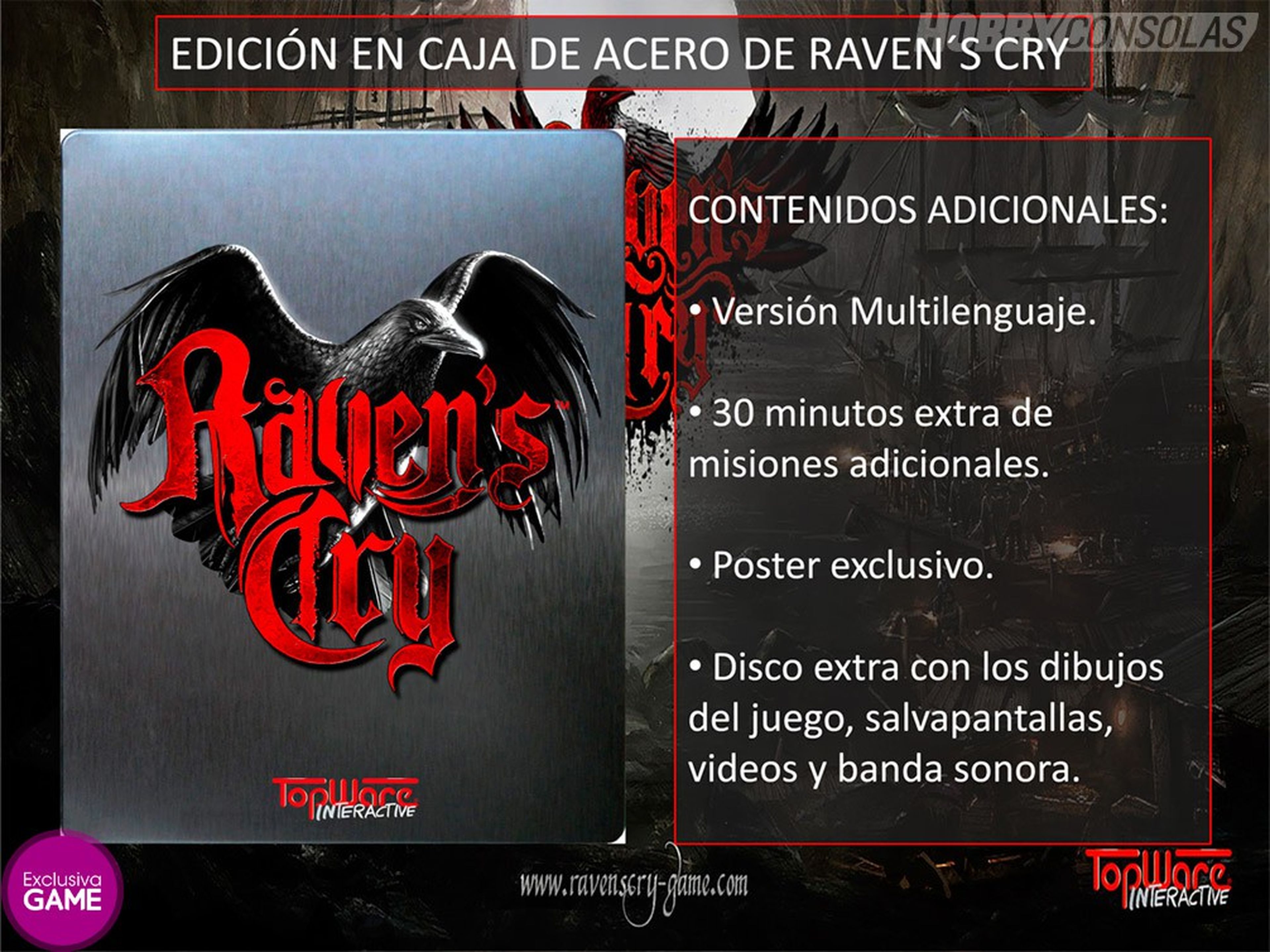 Caja metálica y contenidos exclusivos al comprar Raven's Cry en GAME