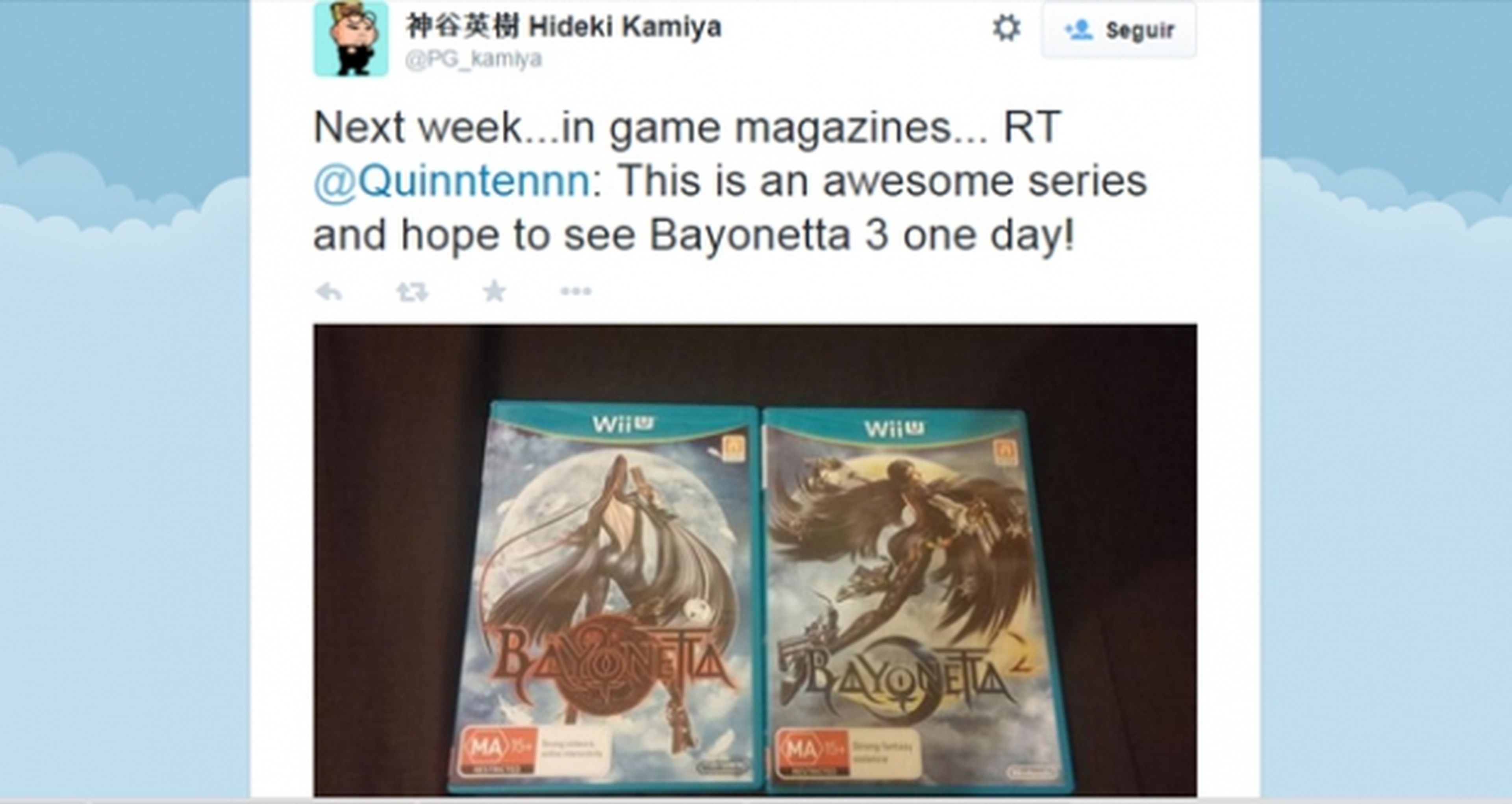 Bayonetta 3 es sugerido por Hideki Kamiya