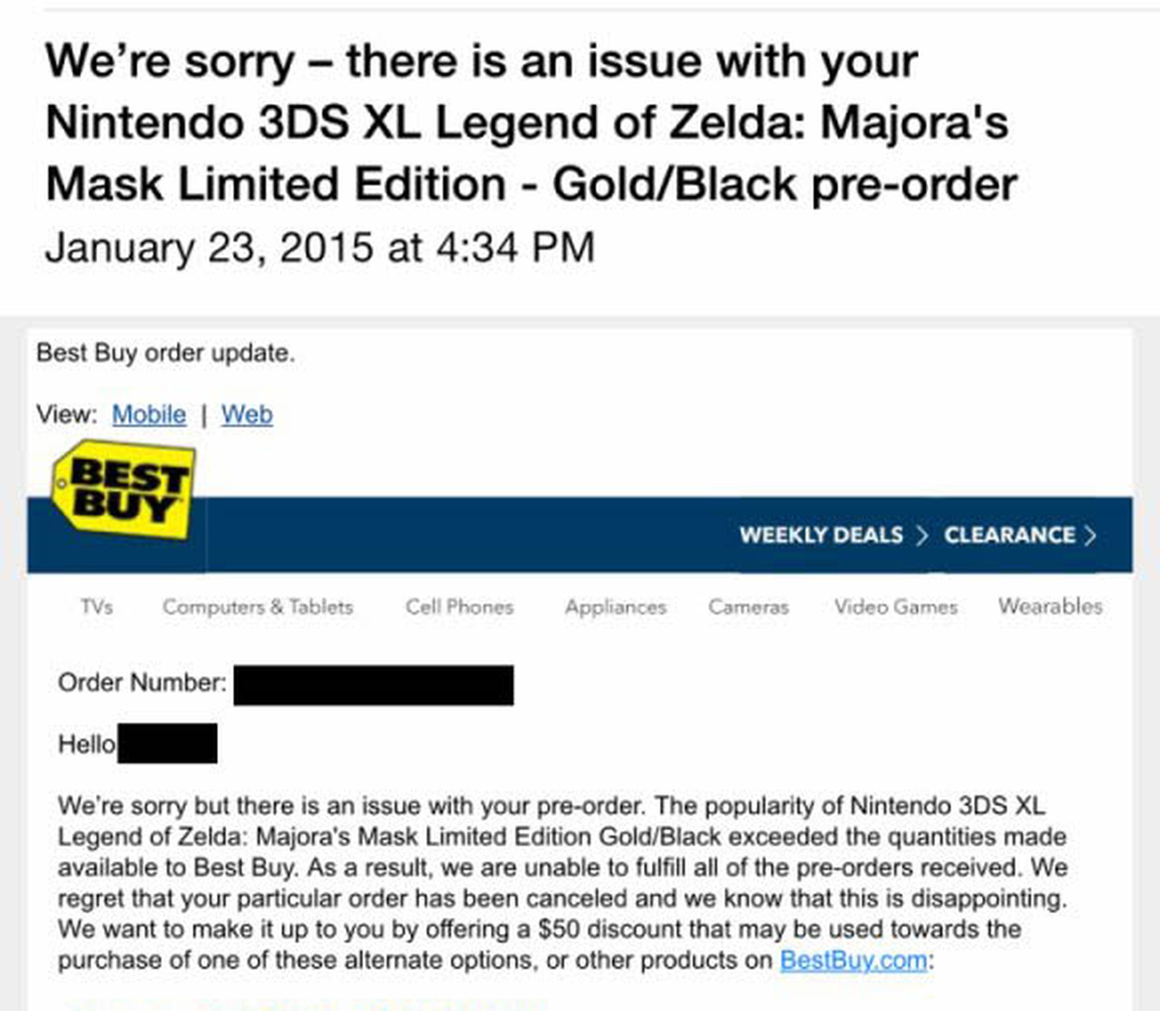 Best Buy se ve obligada a cancelar reservas de las 3DS XL de Majora’s Mask