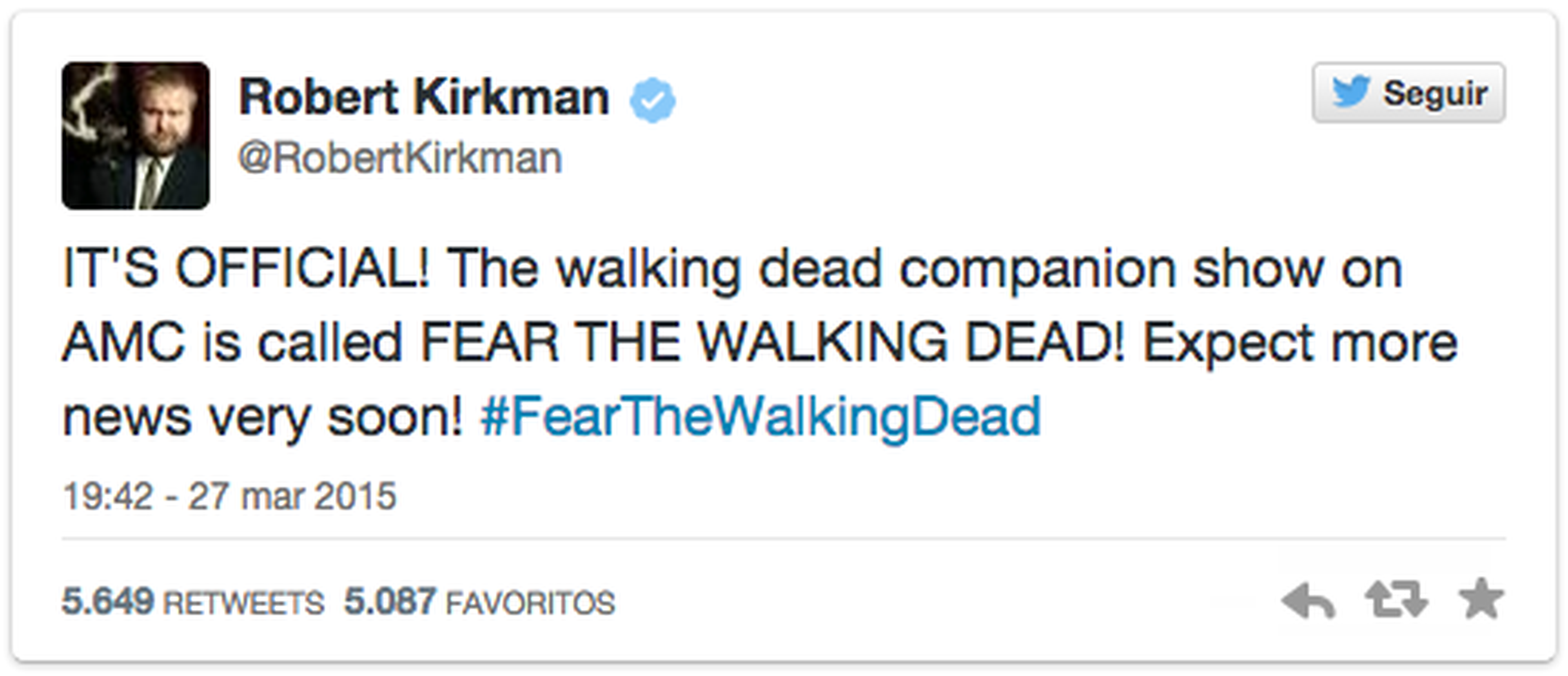 Fear The Walking Dead es el título del spin-off de TWD