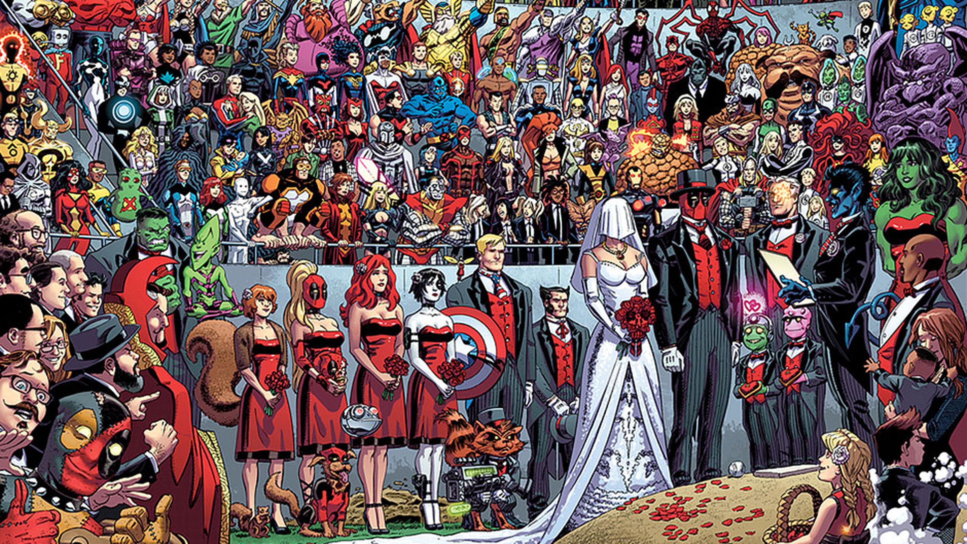 Стали суперзлодеями. Дэдпул свадьба. Вселенная Марвел антигерои. Deadpool свадьба. Комиксы Марвел.