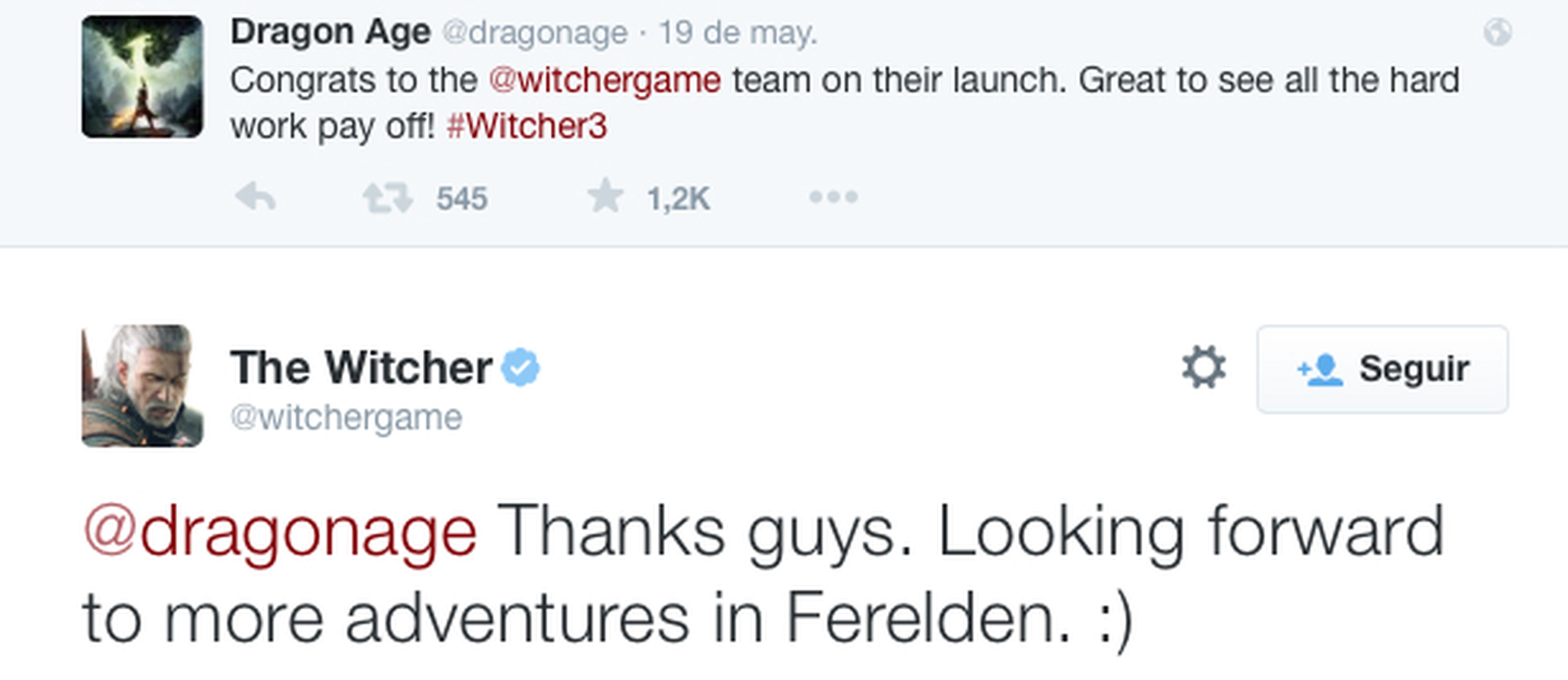 The Witcher 3, los creadores de Dragon Age Inquisition felicitan a CD Projekt