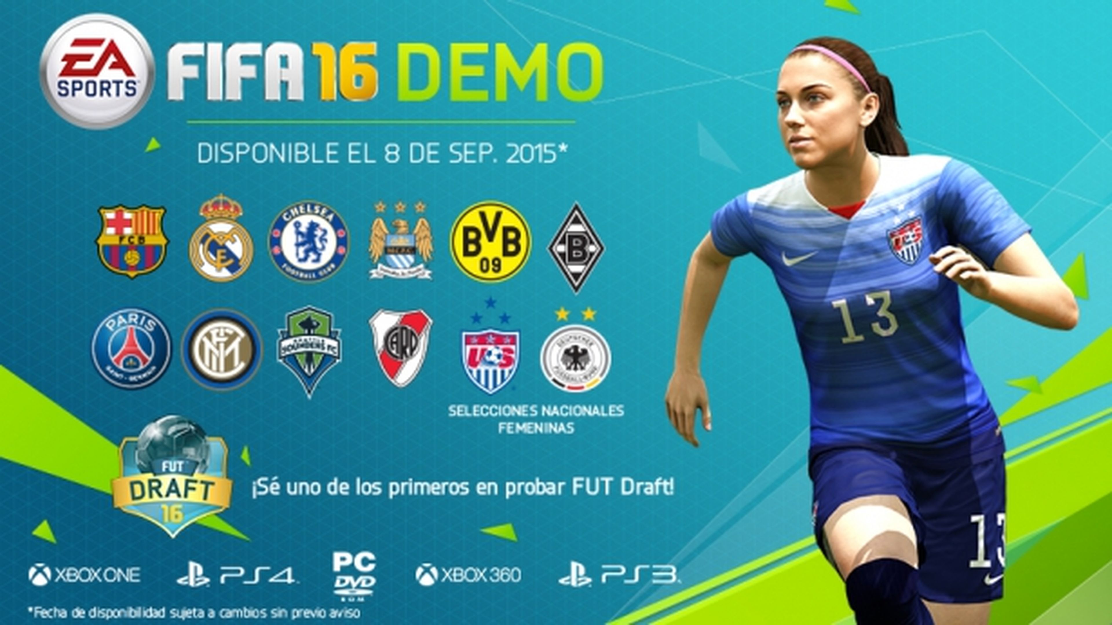 La demo de FIFA 16 se estrena el 8 de septiembre e incluirá un montón de contenido