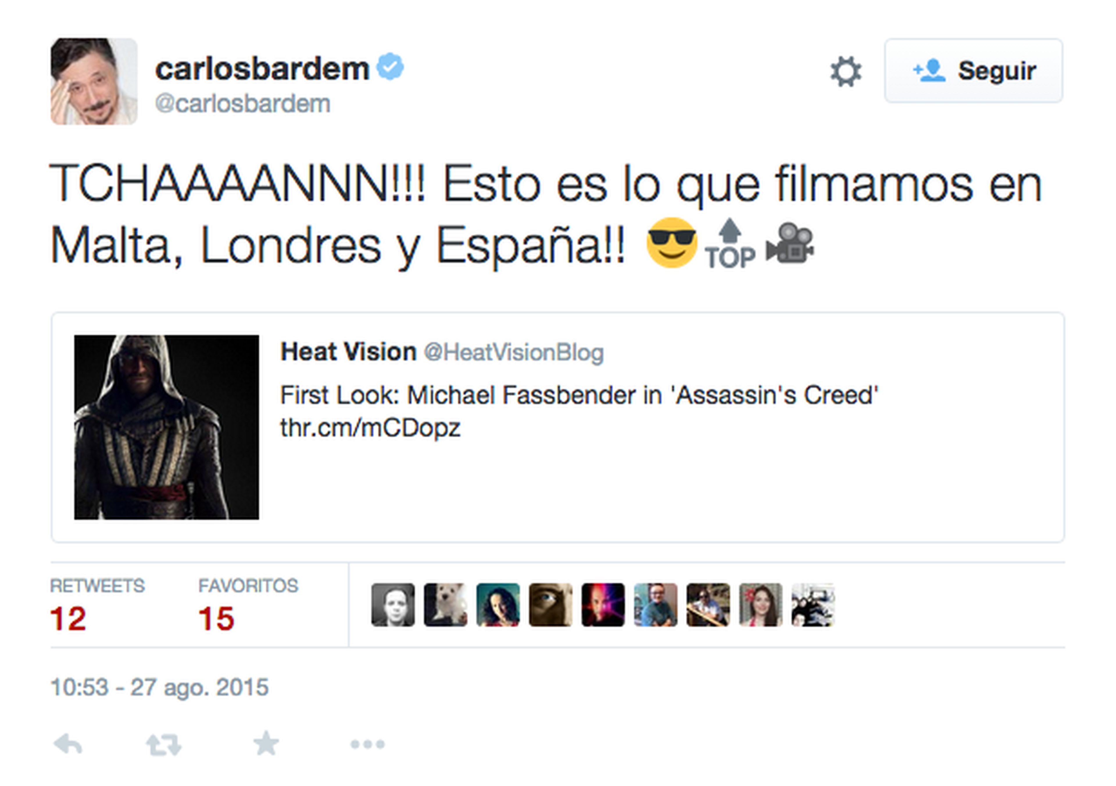 La película Assassin's Creed contará con Carlos Bardem en el reparto