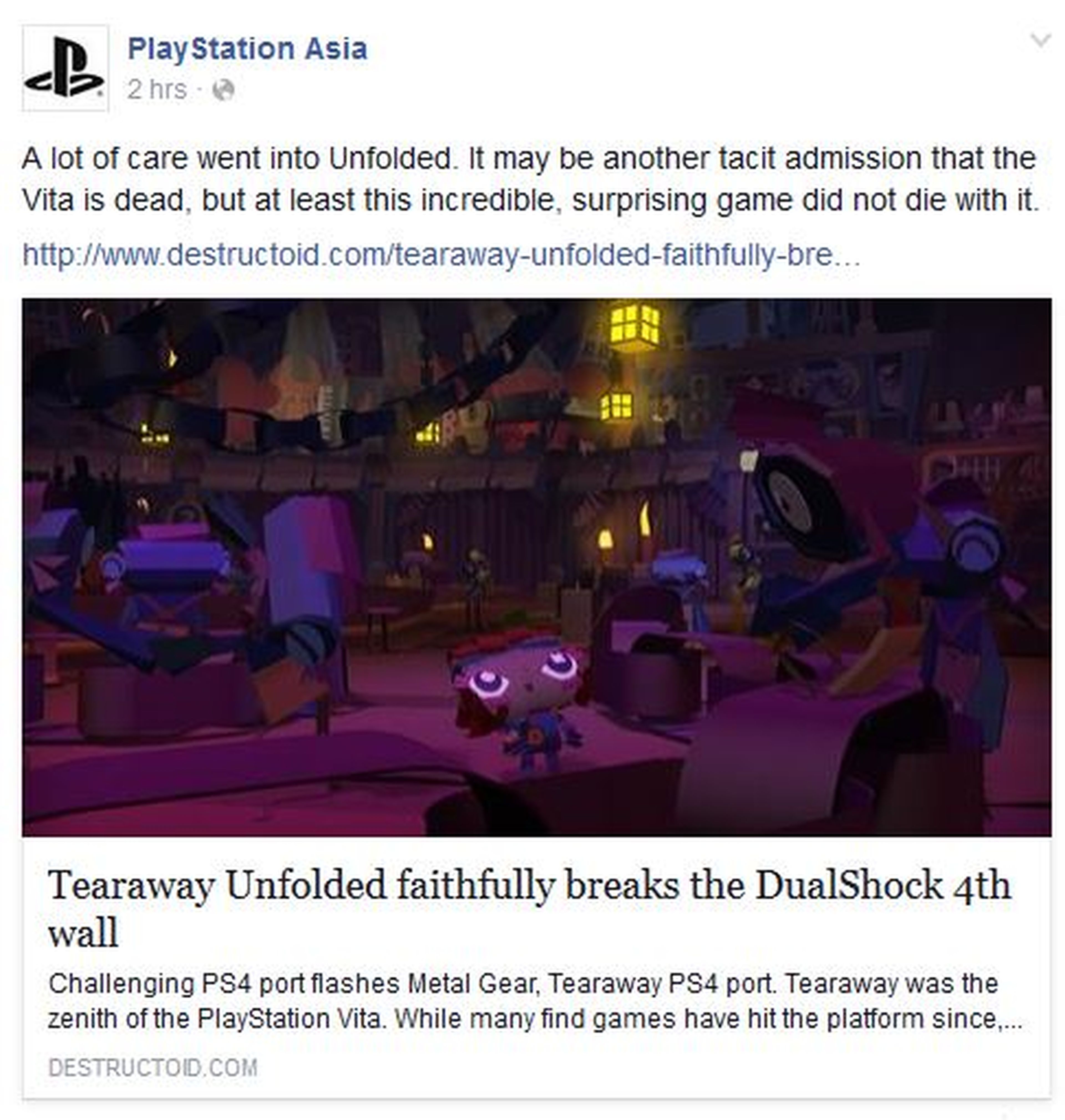 Un comentario sobre PSVita de Playstation Asia en Facebook crea mucha polémica