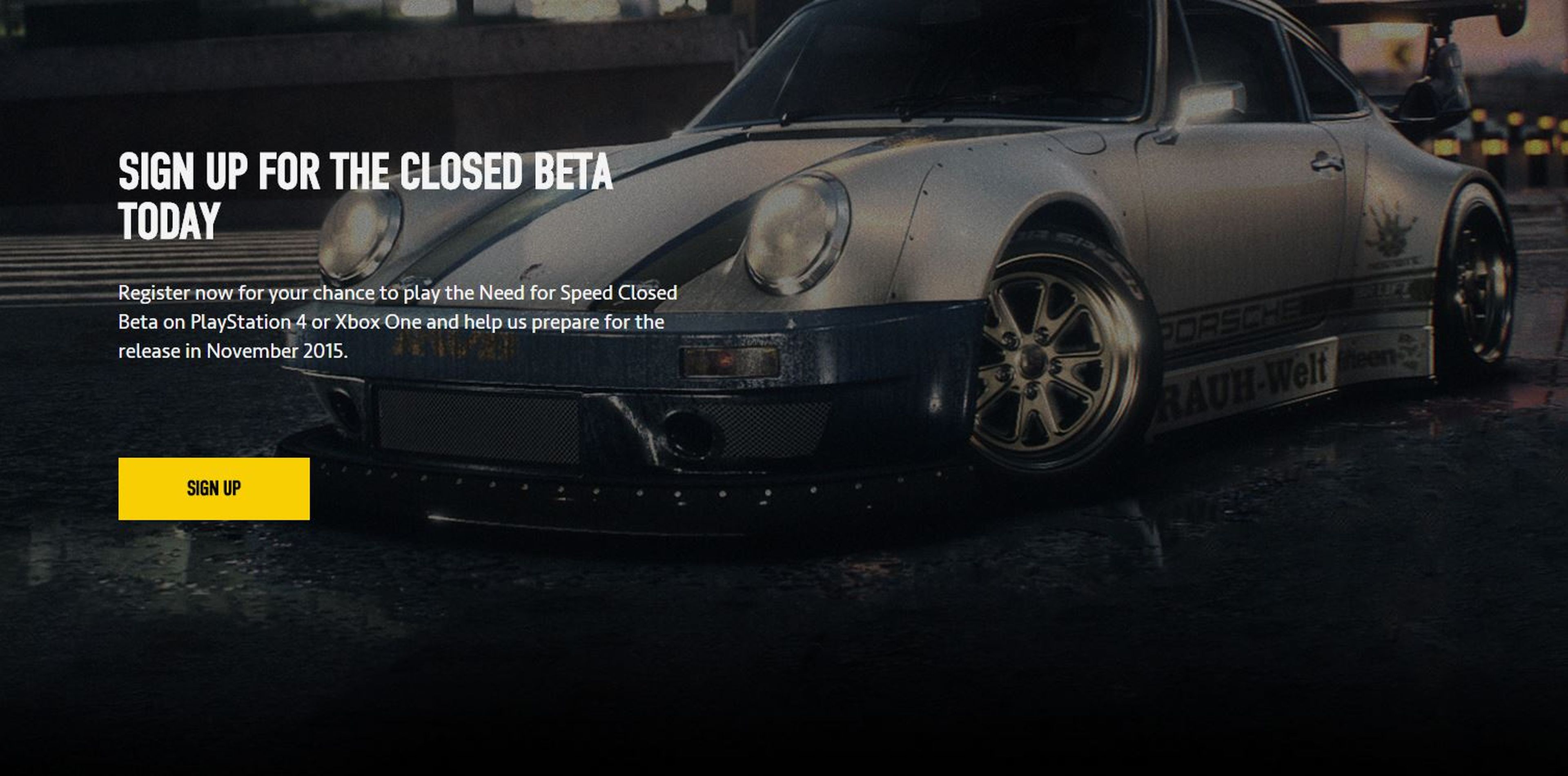 Need For Speed, ya puedes apuntarte a su beta cerrada en PS4 y Xbox One