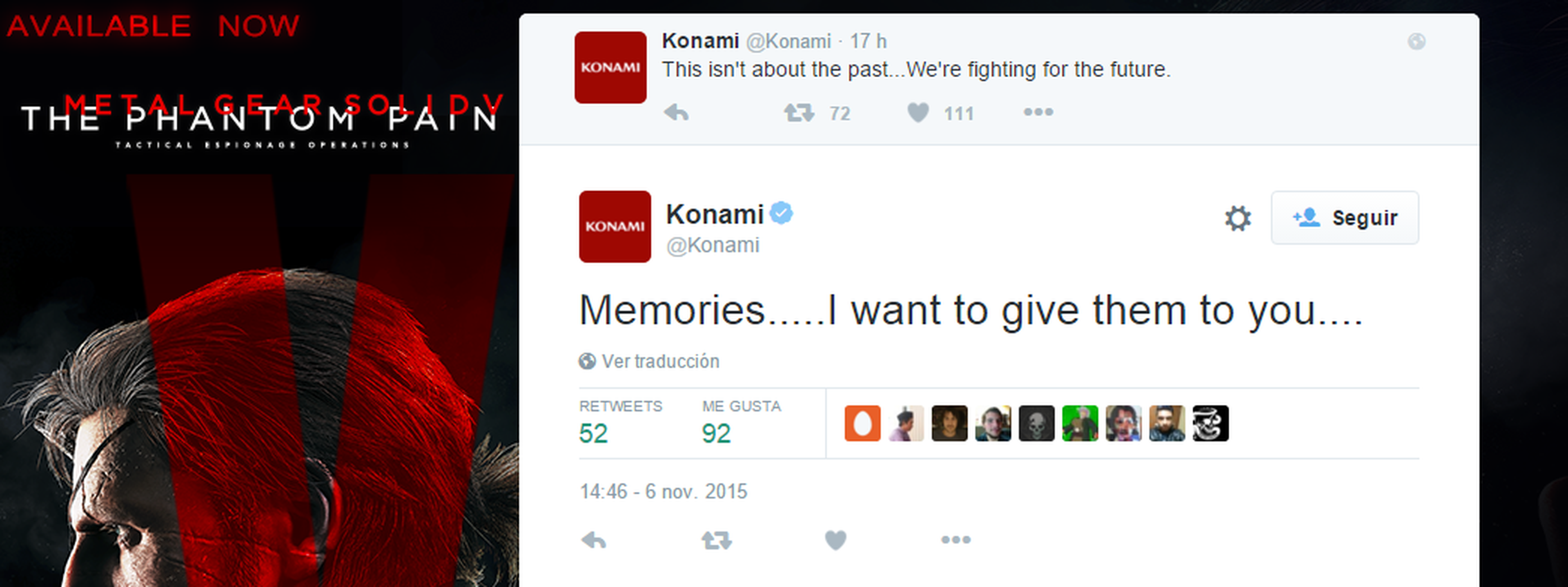 Konami insinúa en Twitter que Metal Gear Solid V The Phantom Pain podría continuar