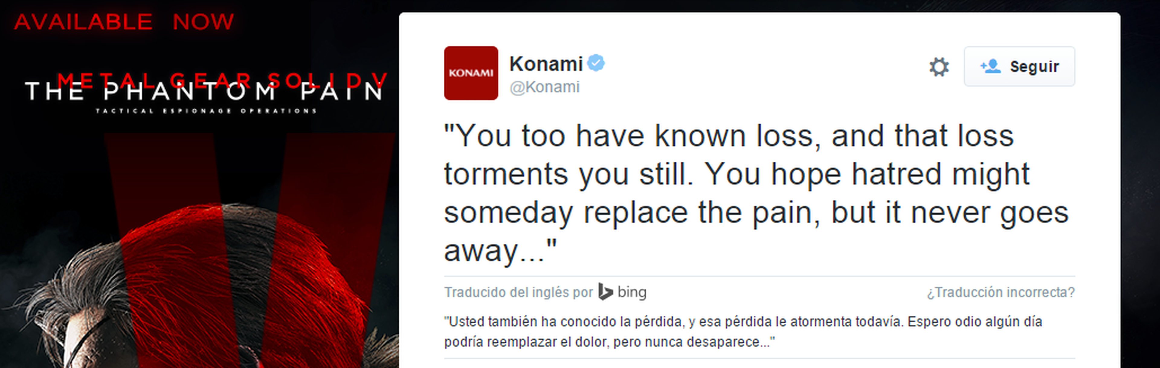 Konami insinúa en Twitter que Metal Gear Solid V The Phantom Pain podría continuar