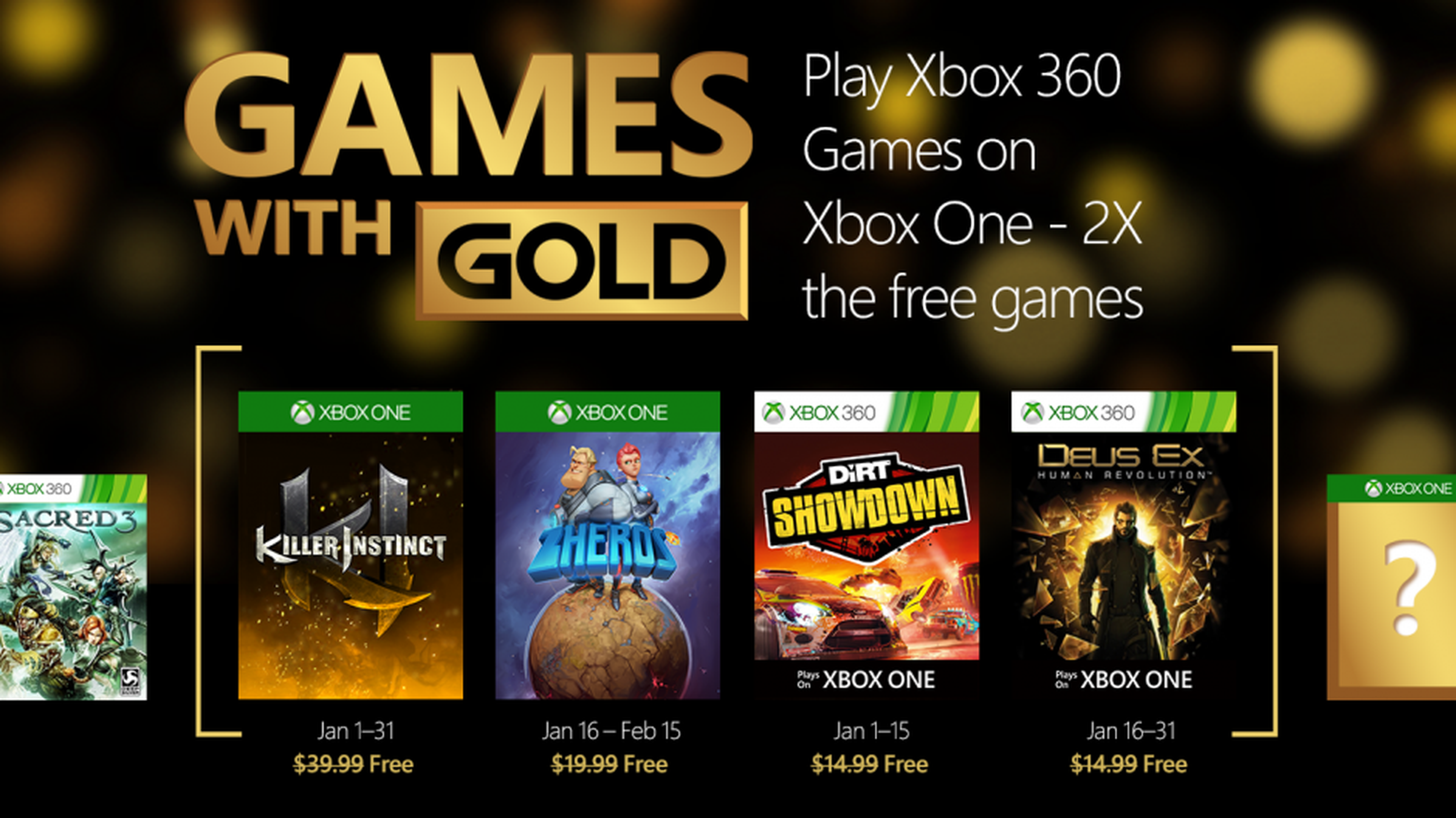 Games With Gold, anunciados los juegos de enero para Xbox One y Xbox 360