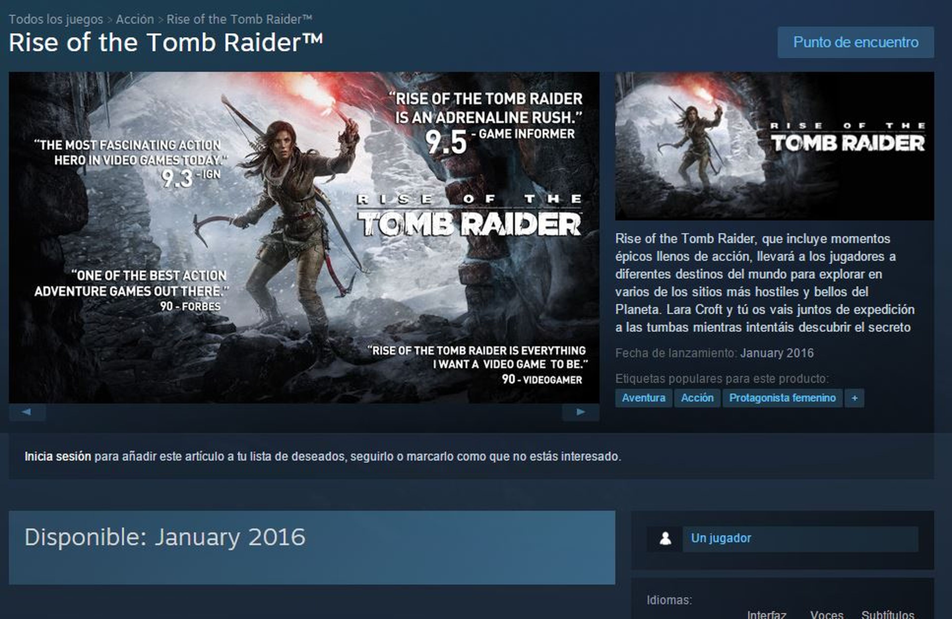Rise of the Tomb Raider para PC, confirmada su fecha de lanzamiento