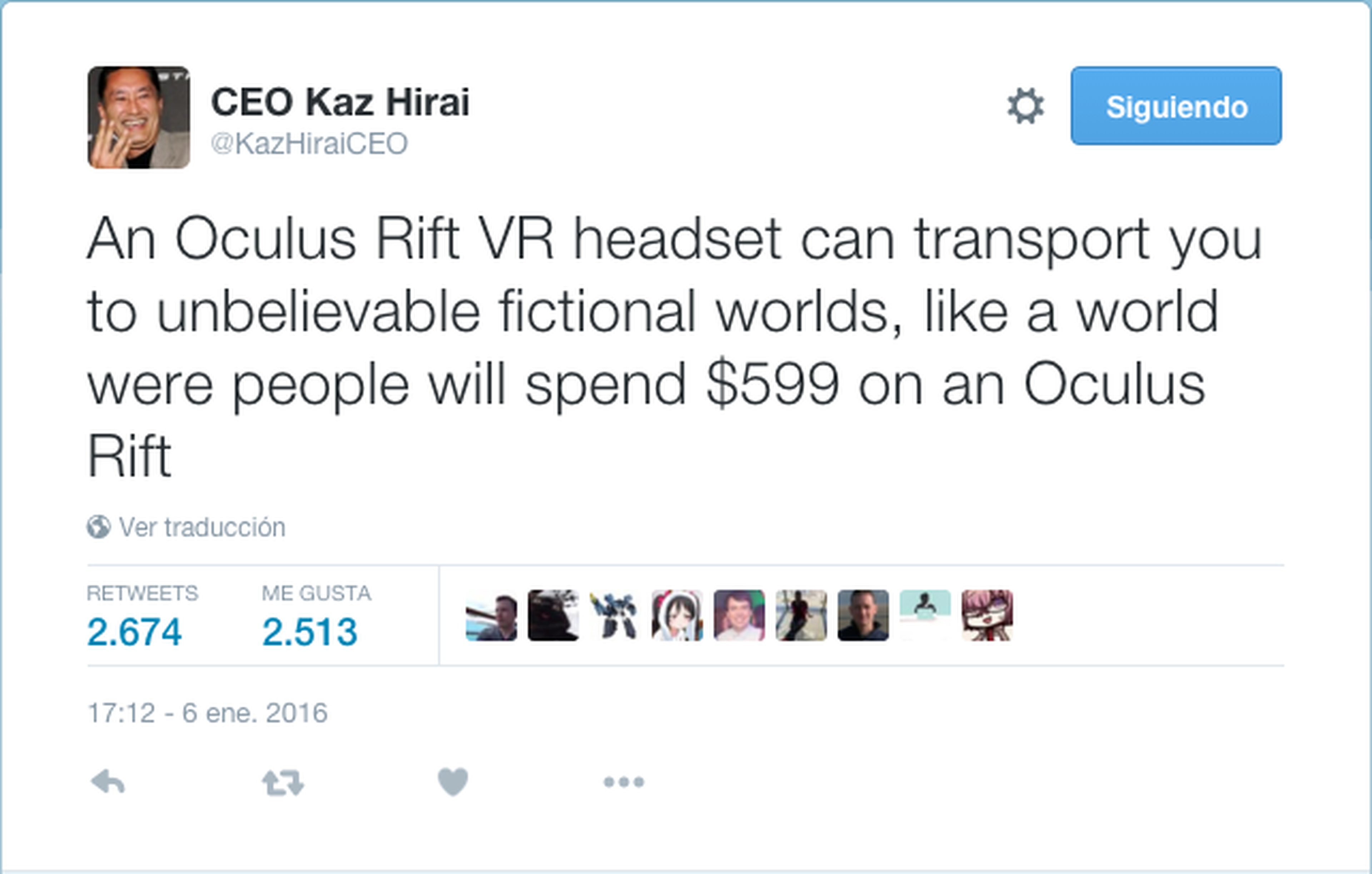 Precio de Oculus Rift: reacciones