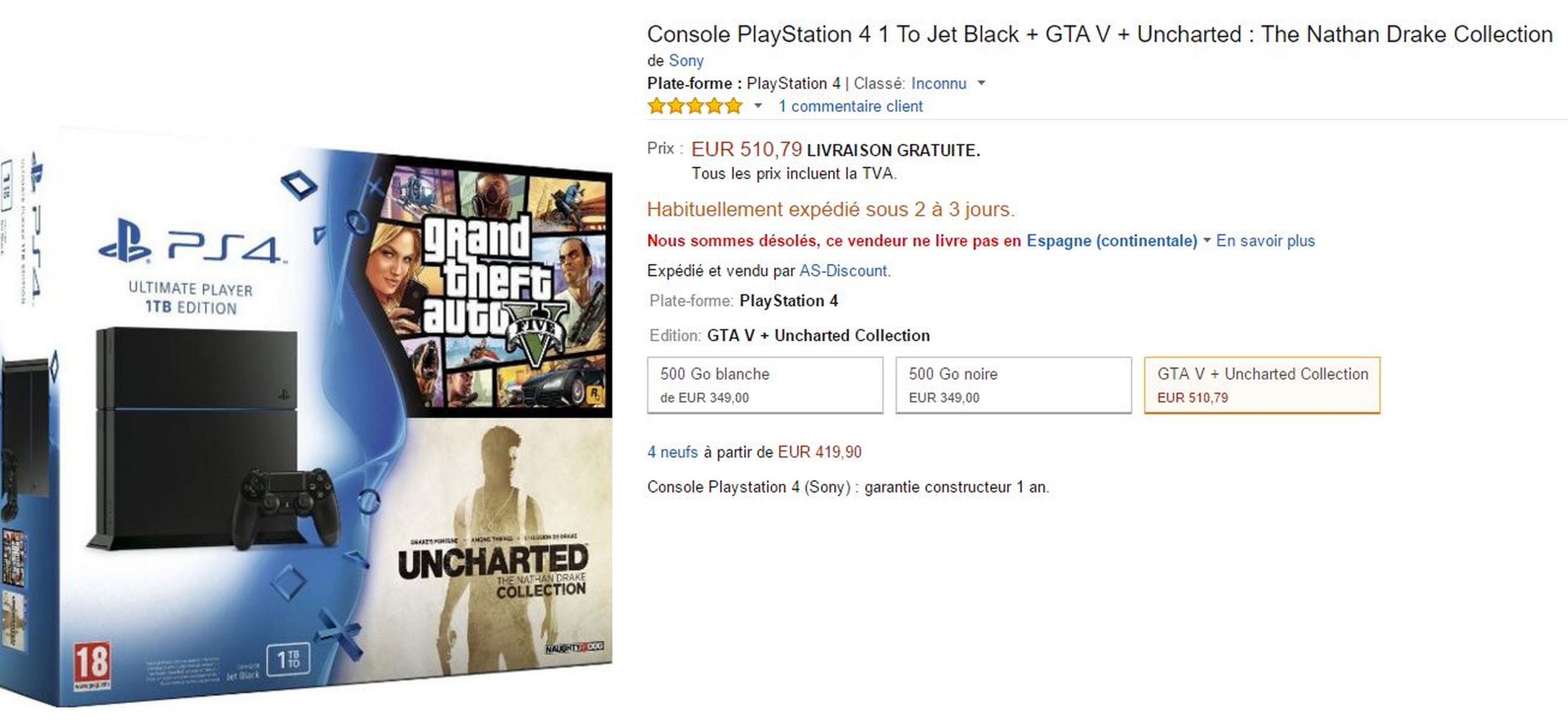 Aparece un nuevo pack PS4 de 1TB con GTA V y Uncharted Collection