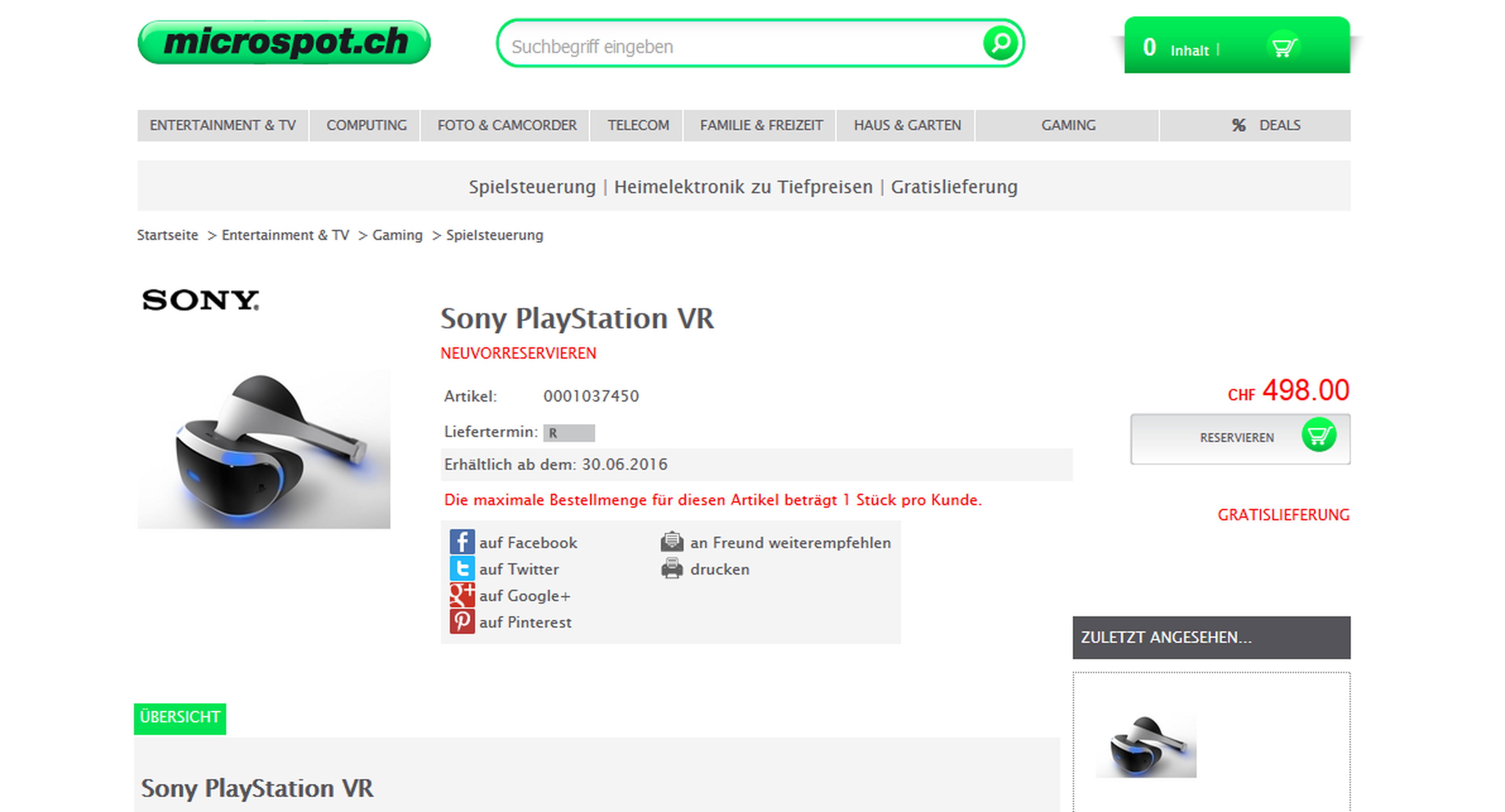 PlayStation VR, precio y fecha según varios comercios
