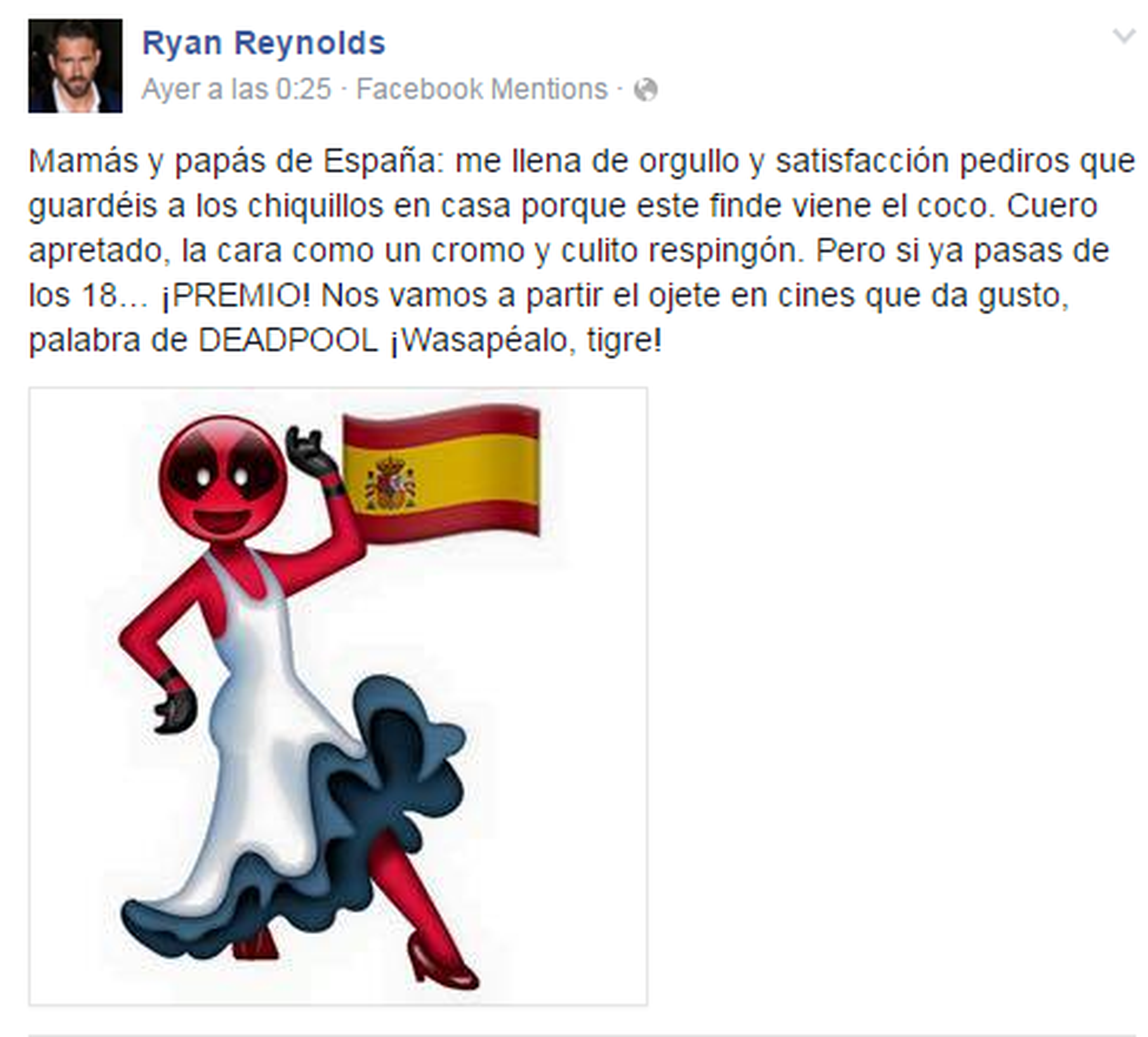 Deadpool: Ryan Reynolds promociona la película... ¡en español!