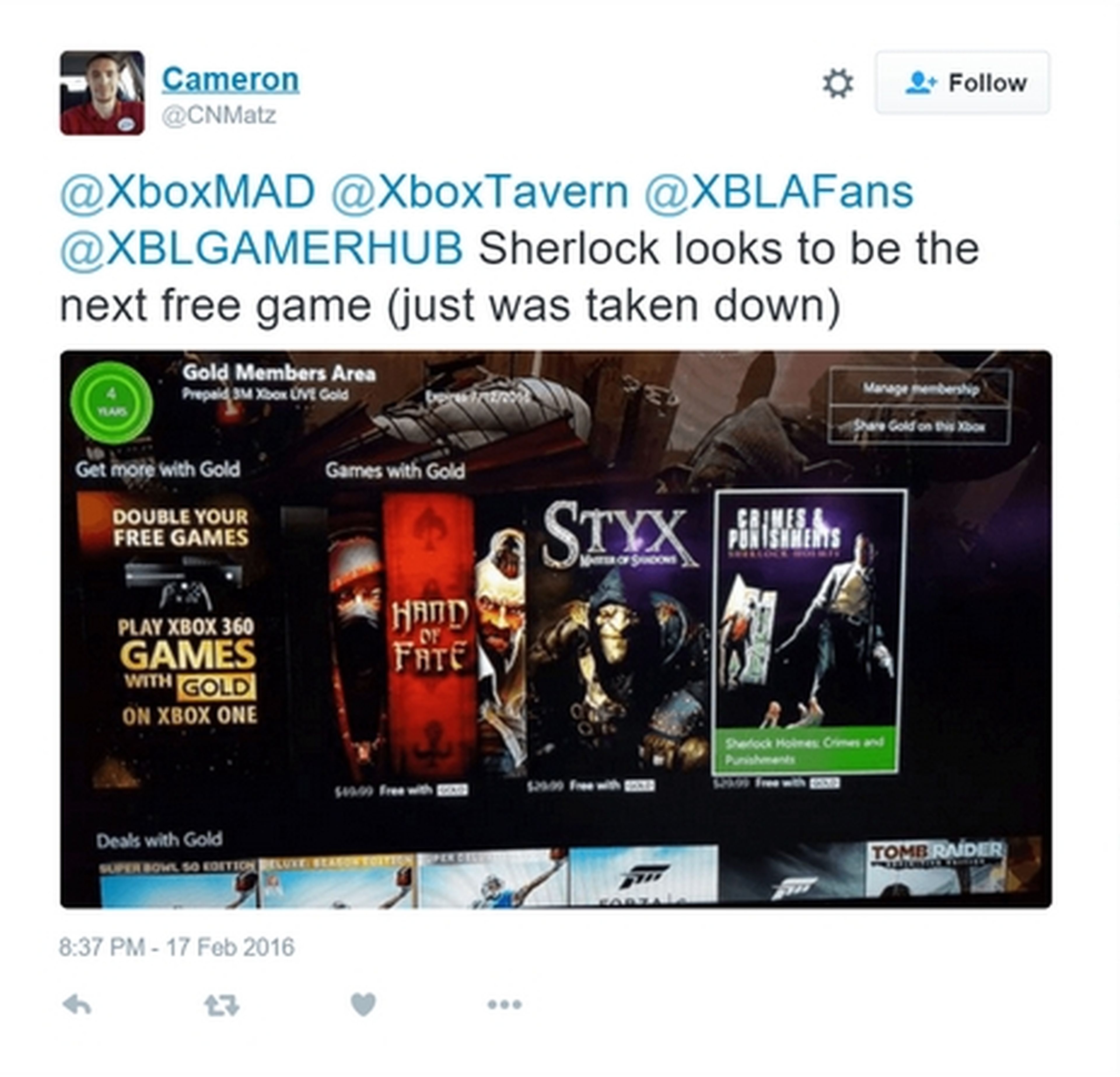 Rumor: Games with Gold para marzo en Xbox