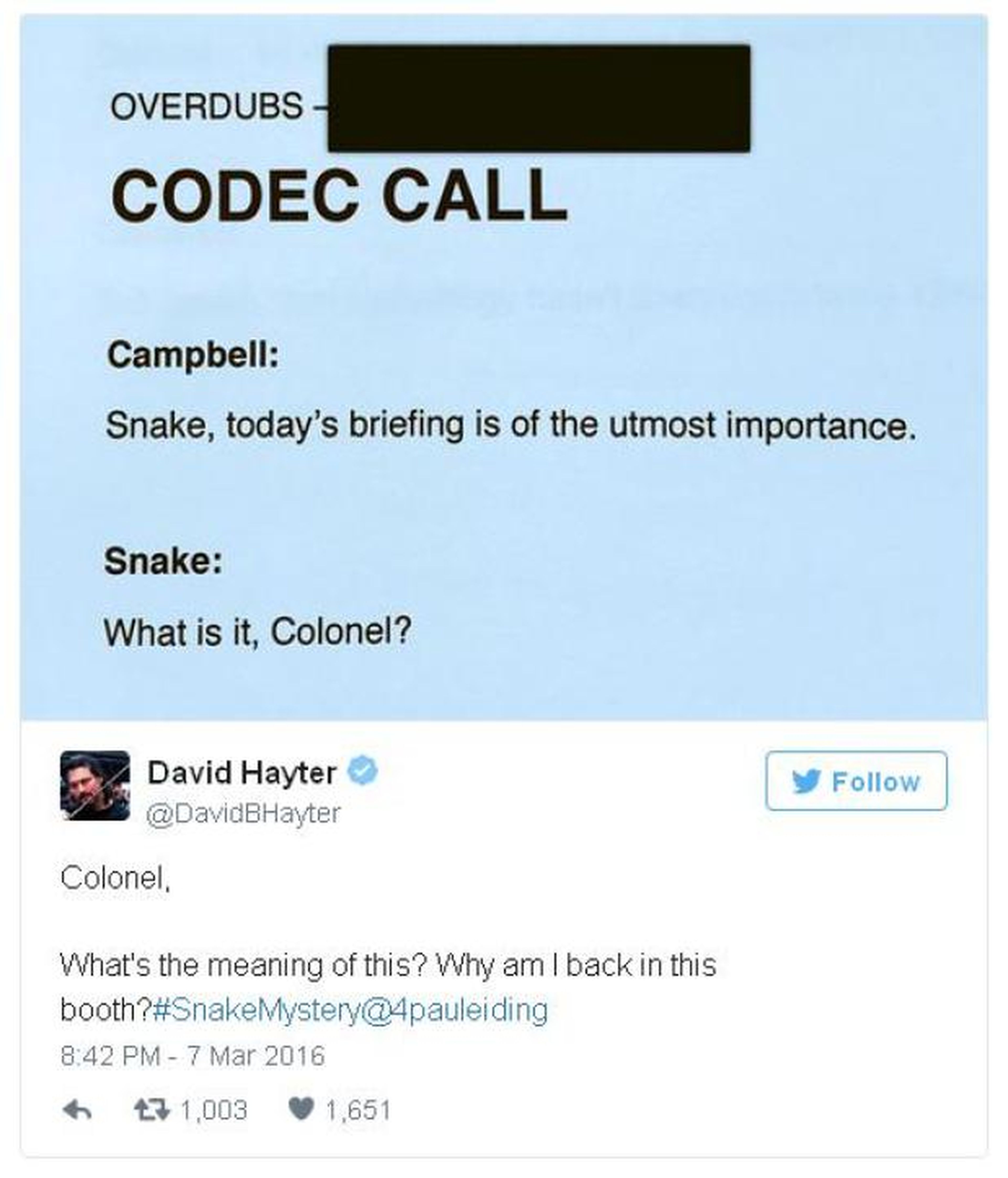 Metal Gear Solid - David Hayter interpreta a Snake de nuevo para Kickstarter