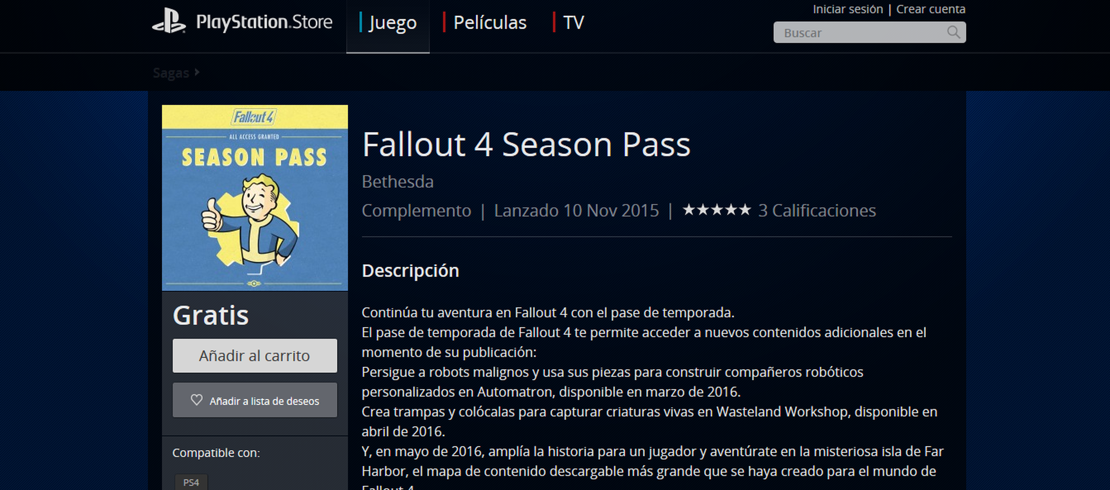 Fallout 4 - Pase de temporada gratis en PS4