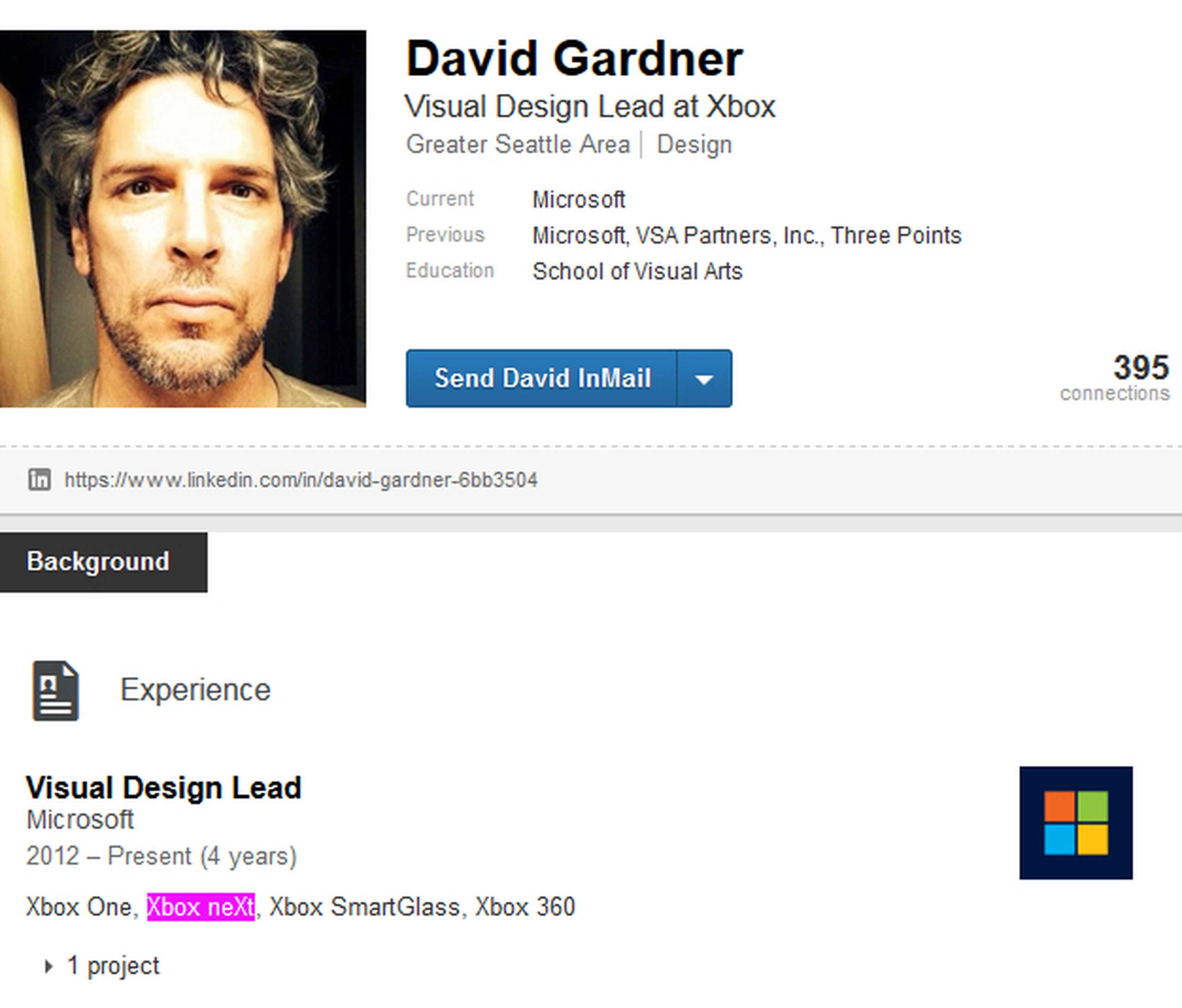 Xbox NeXt aparece en el perfil de un empleado de Microsoft