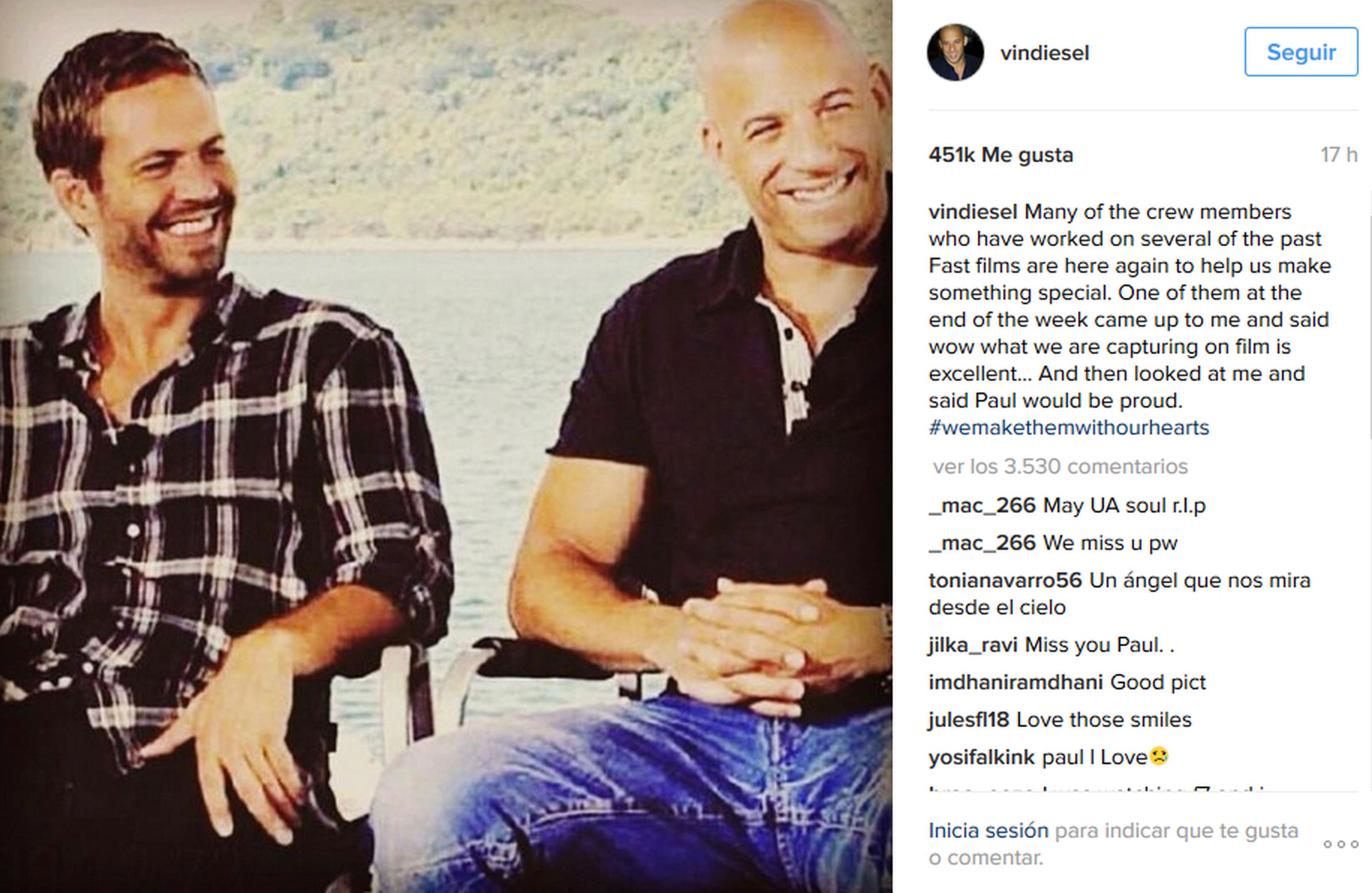Fast & Furious 8 – Vin Diesel rinde un emotivo homenaje a Paul Walker
