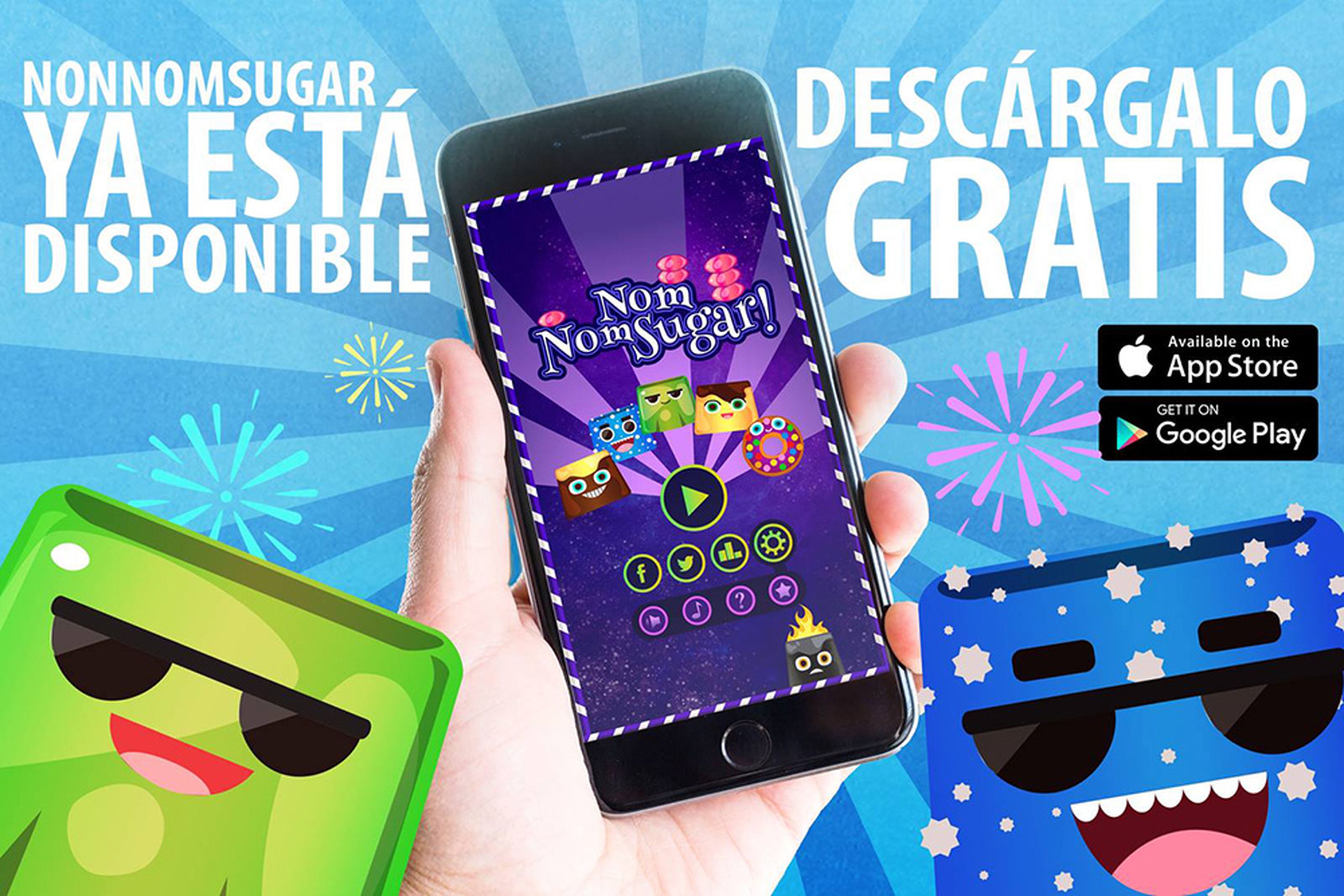NomNom Sugar es un videojuego free-to-play sin micropagos. La publicidad se puede eliminar si lo damos a conocer en las redes sociales.