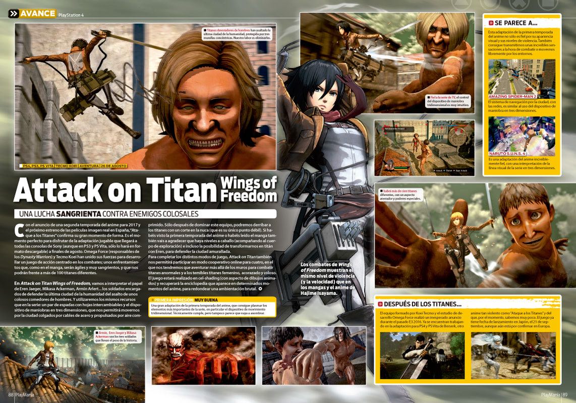 Avance de Attack on Titan en Playmanía 213 Avance de Attack on Titan en Playmanía 213