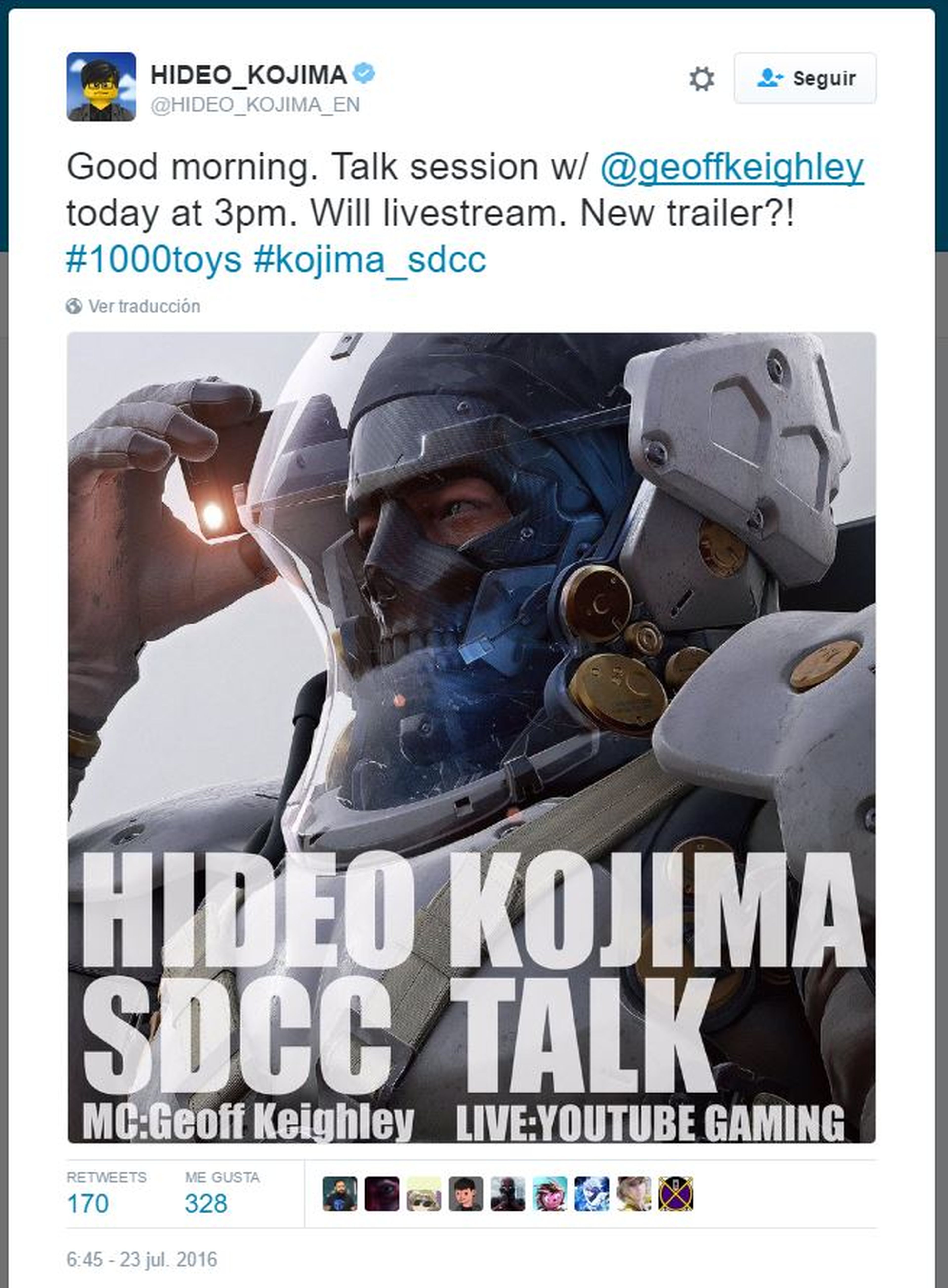 Hideo Kojima nuevo tráiler twitter