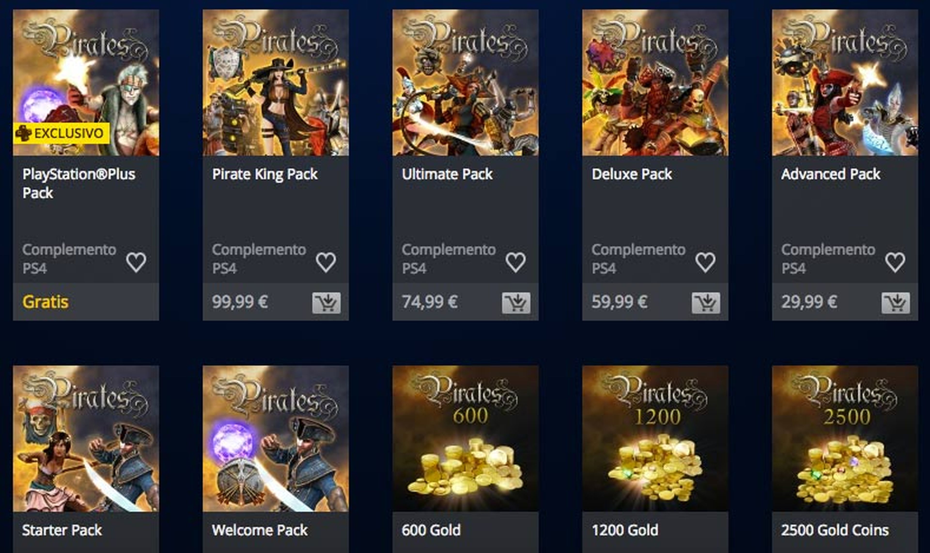 En PS Store hay diferentes packs de contenido y monedas para Pirates: Treasure Hunters.