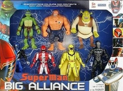 superman big alliance superman big alliance power ranger donatello spiderman shrek la cosa